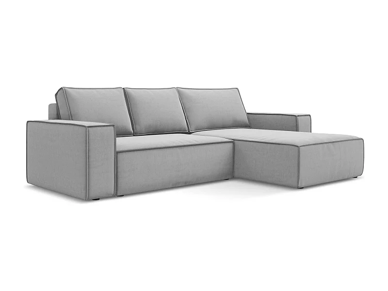 Ecksofa mit Schlaffunktion - Ecke Rechts - Samt - Grau - KIMO