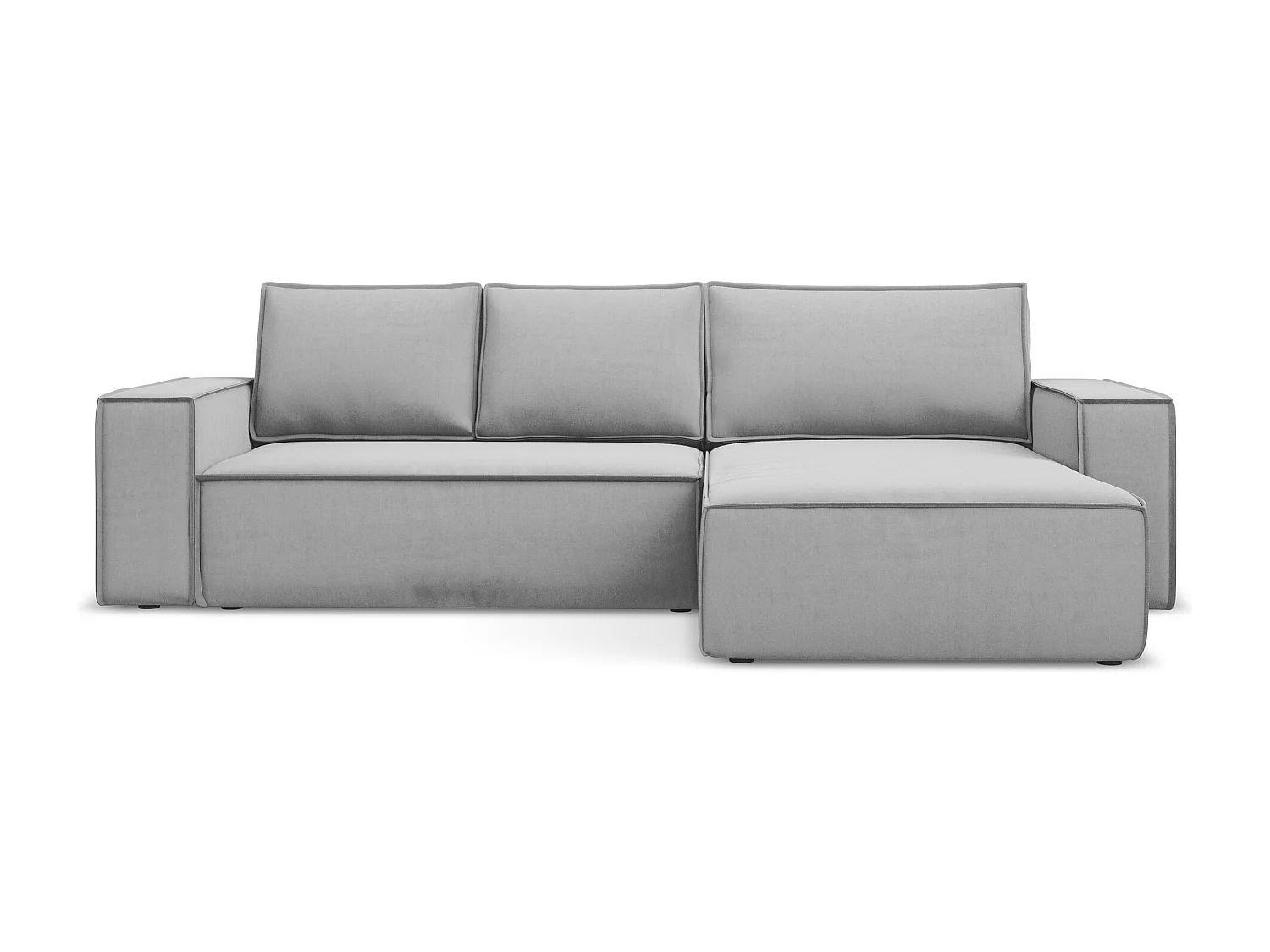 Narożnik prawostronny z funkcją spania - z tkaniny welwetowej - szary - KIMO