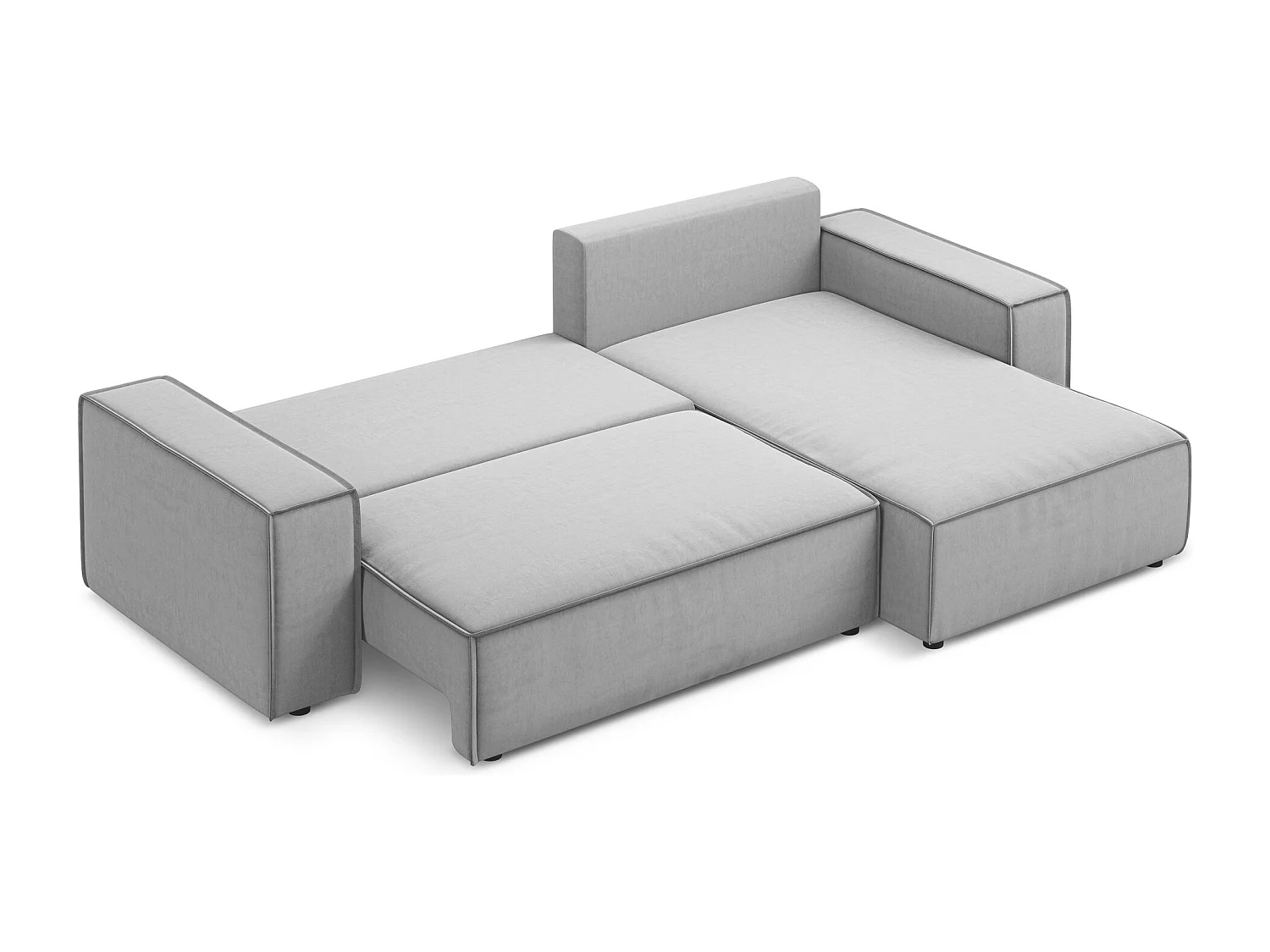Narożnik prawostronny z funkcją spania - z tkaniny welwetowej - szary - KIMO