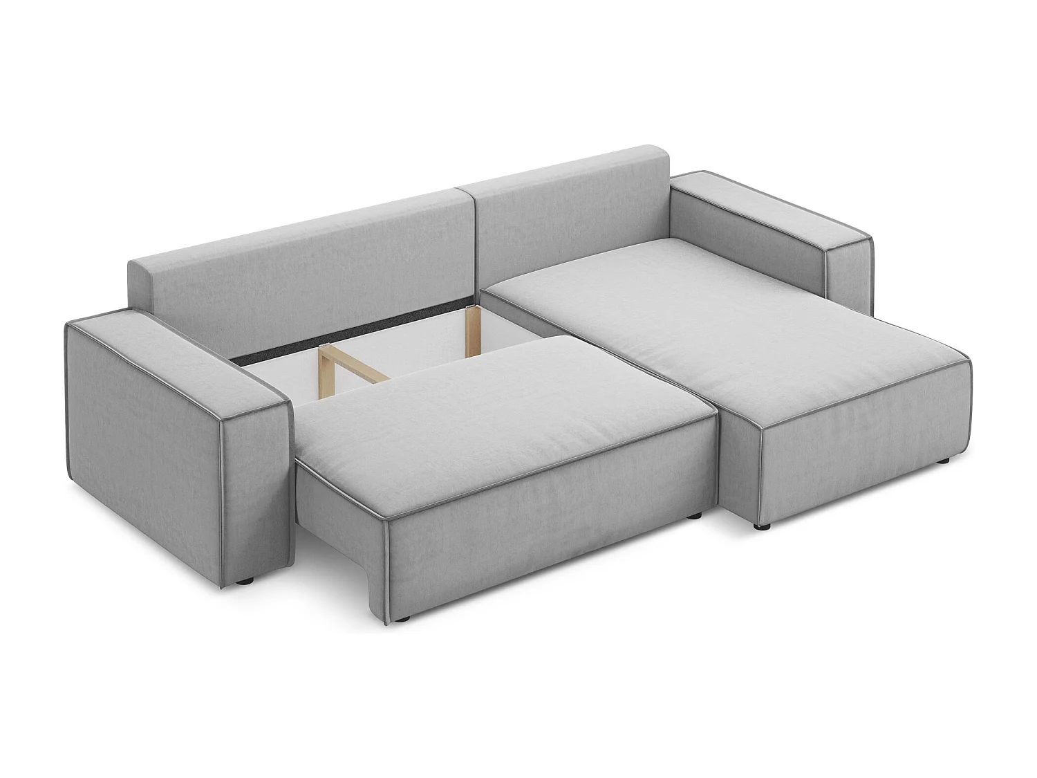 Hoekslaapbank rechts van grijs velours - KIMO