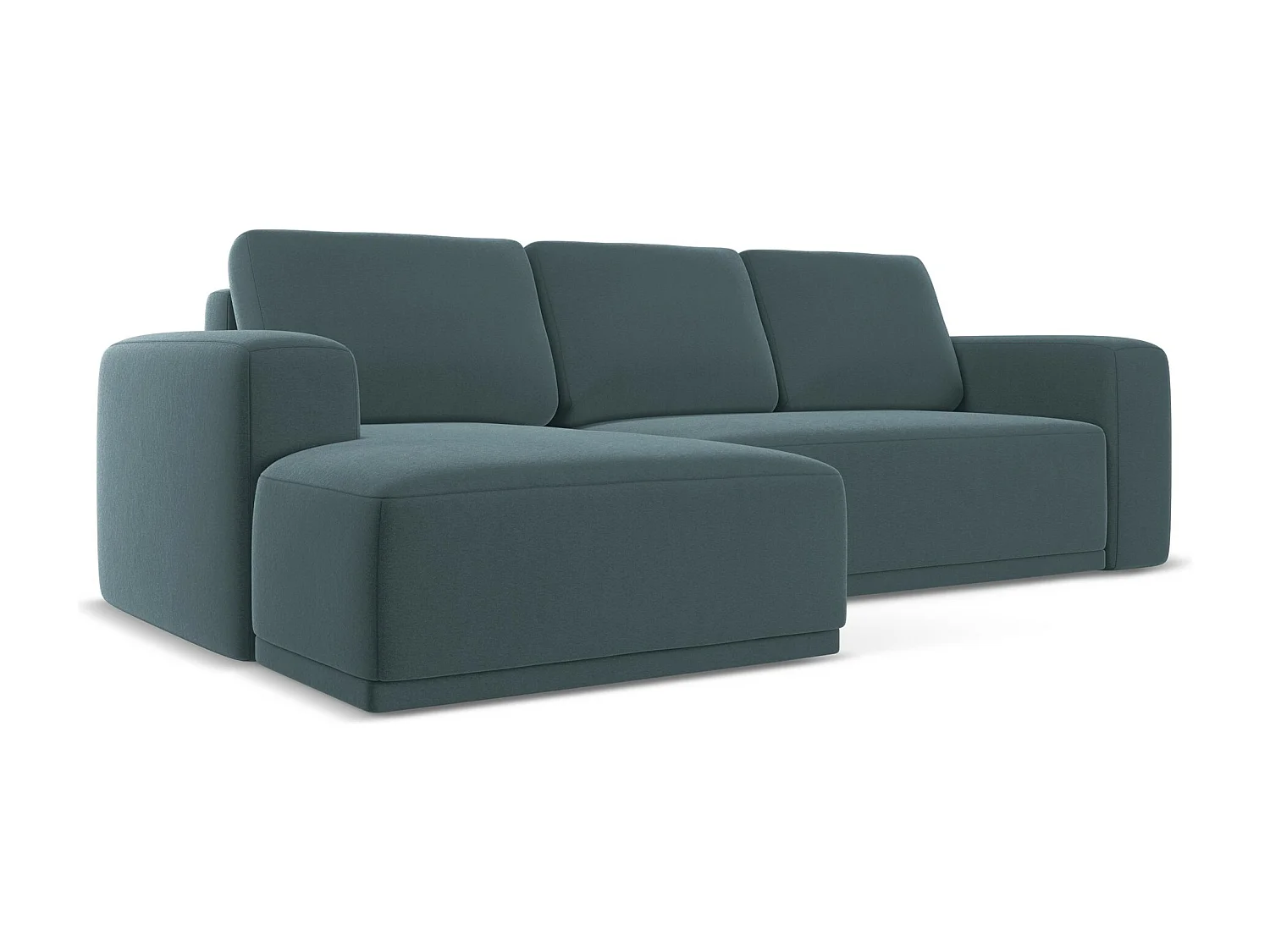 3-Sitzer Ecksofa mit Schlaffunktion - Ecke Links - Samt - Marine - KAILA