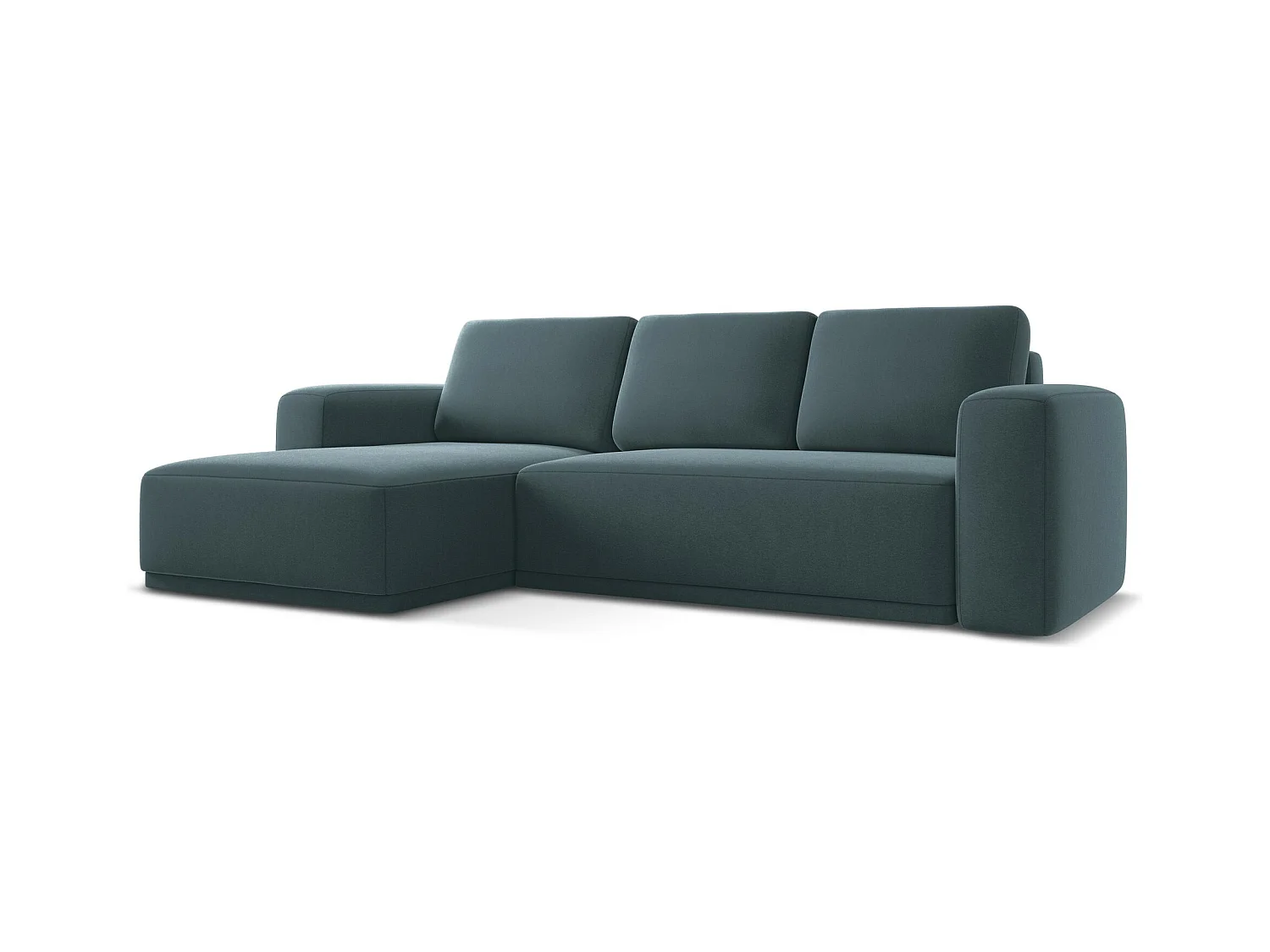 Canapé d'angle gauche convertible en velours - marin - KAILA