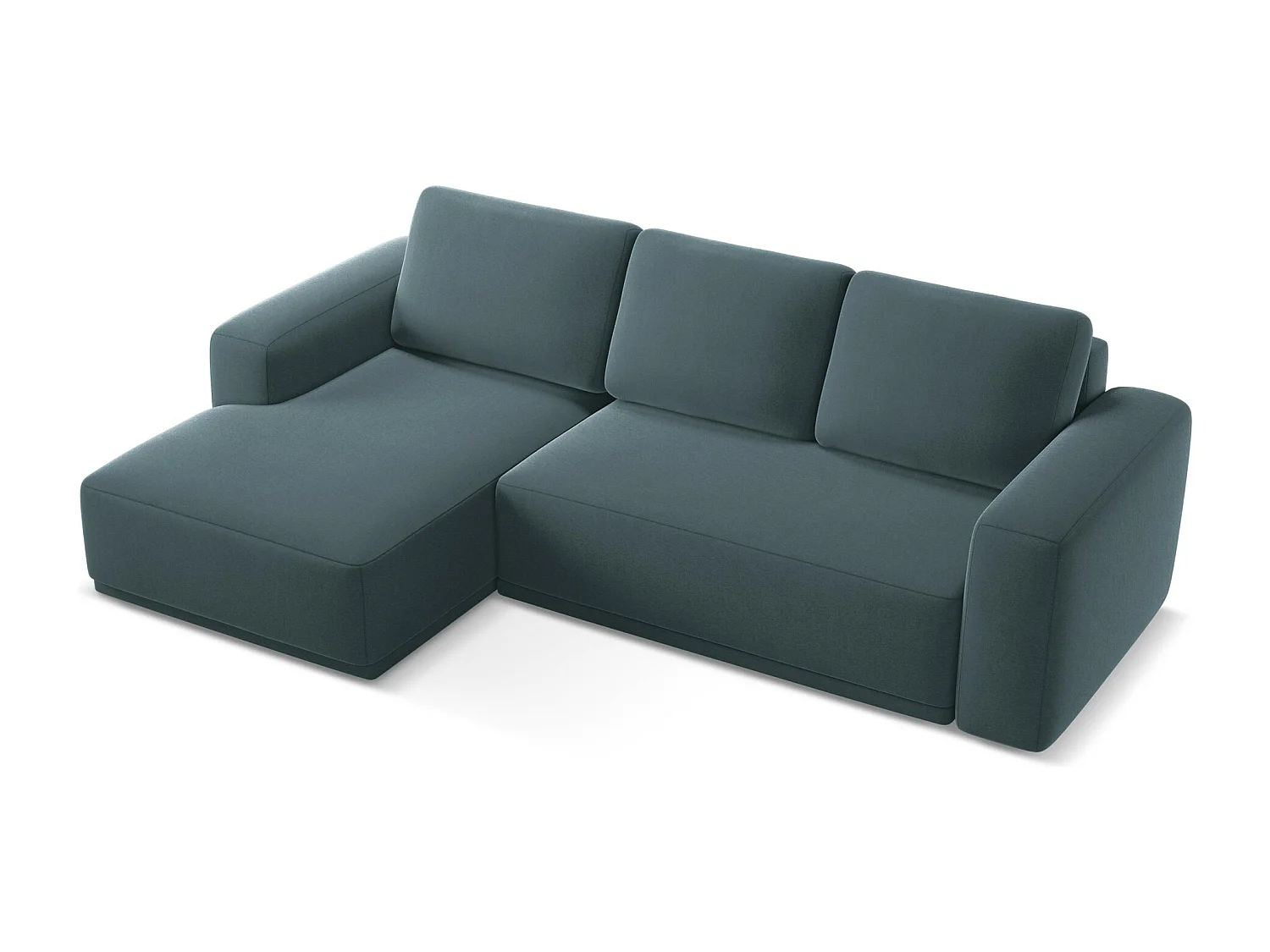 Canapé d'angle gauche convertible en velours - marin - KAILA