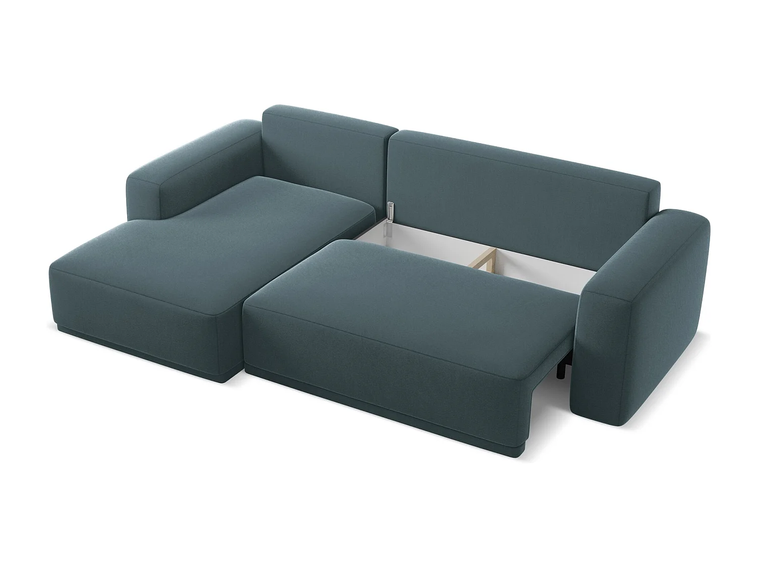 Canapé d'angle gauche convertible en velours - marin - KAILA