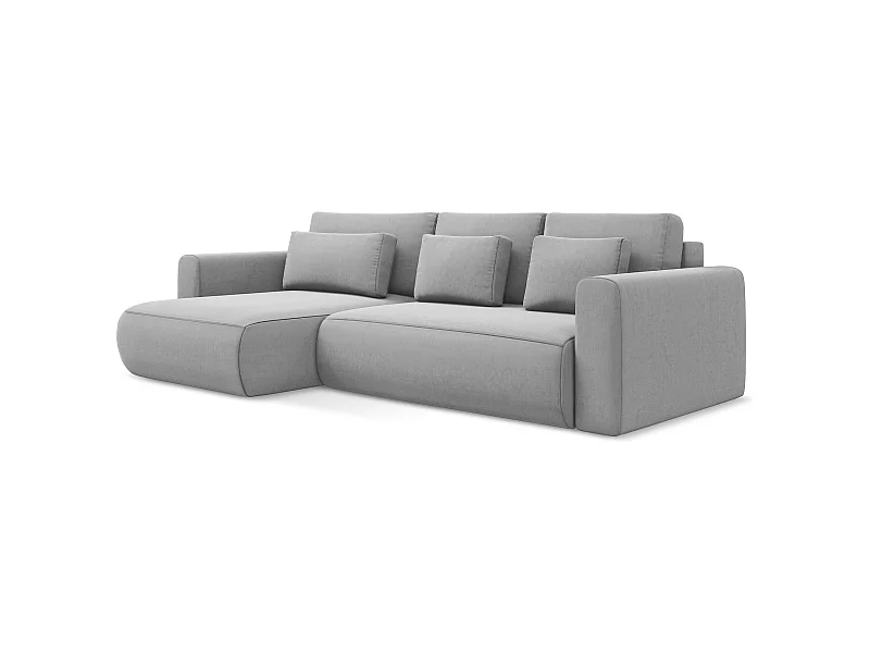 3-Sitzer Ecksofa mit Schlaffunktion - Ecke Links - Samt - Grau - KAPUA