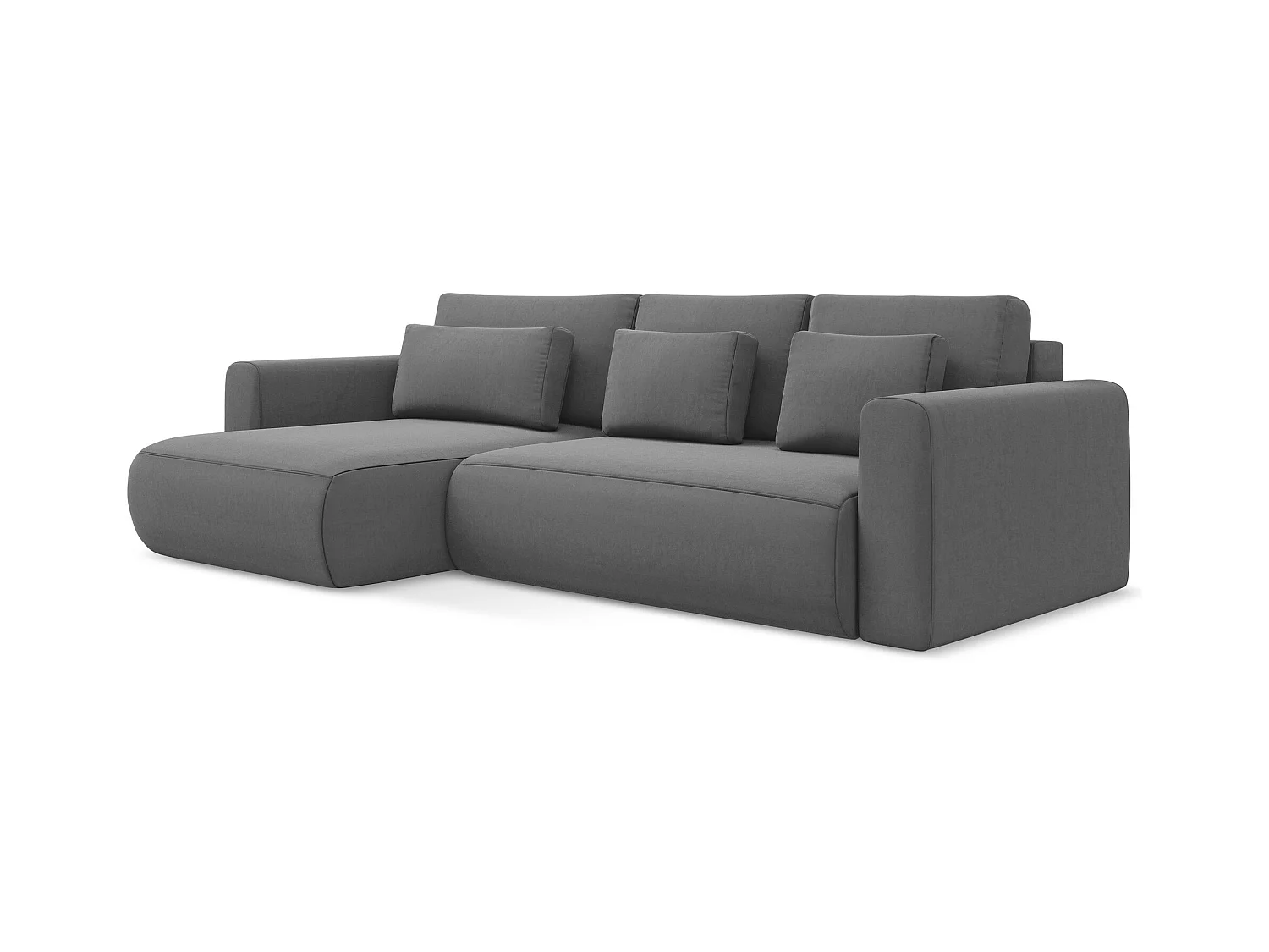 3-Sitzer Ecksofa mit Schlaffunktion - Ecke Links - Samt - Grau - KAPUA