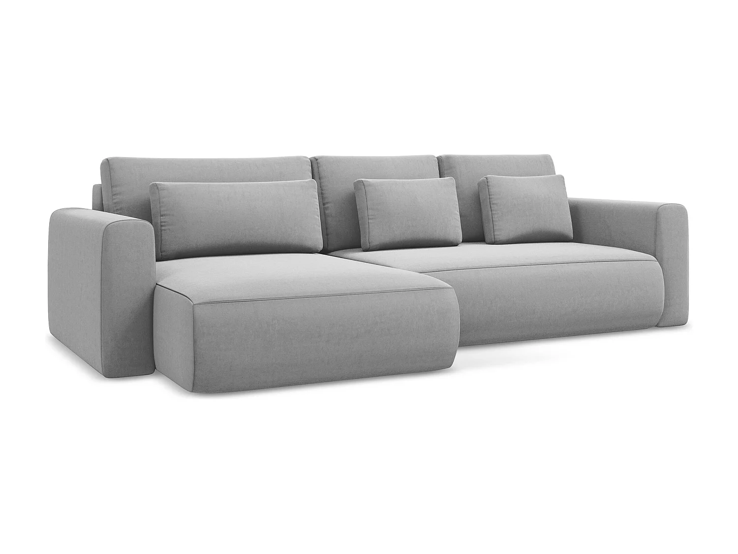 Canapé d’angle 3 places gauche convertible en velours - gris - KAPUA