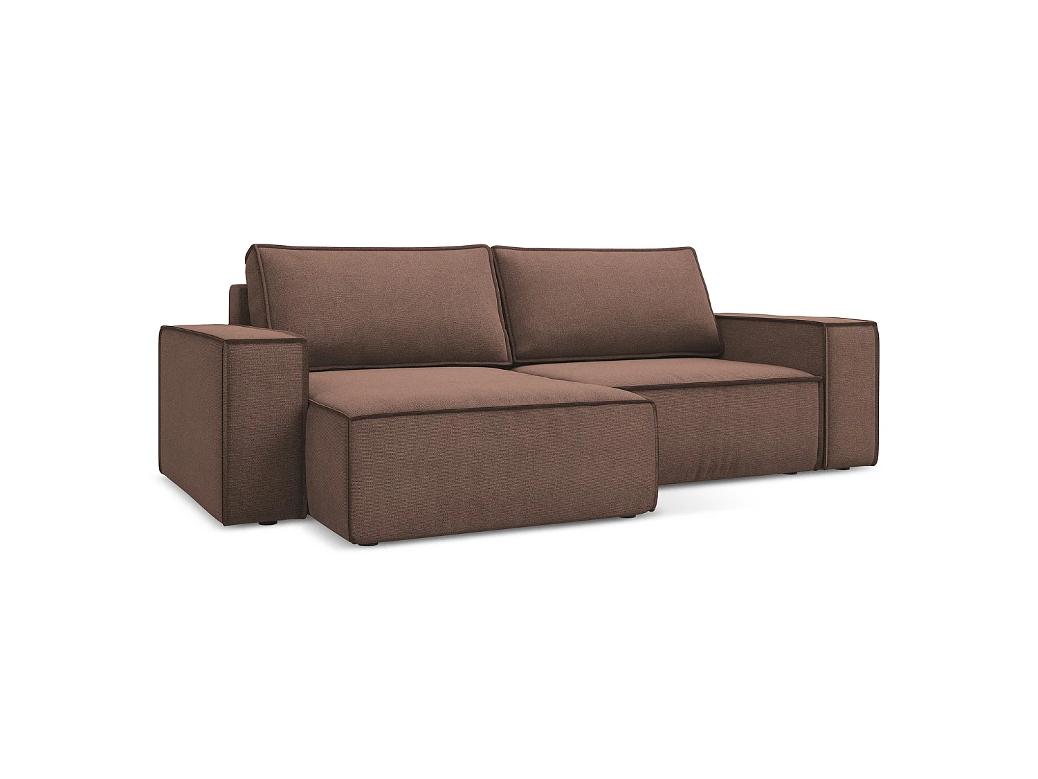 2-Sitzer Ecksofa mit Schlaffunktion - Ecke Links - Strukturstoff - Puderrosa - LIVORNO