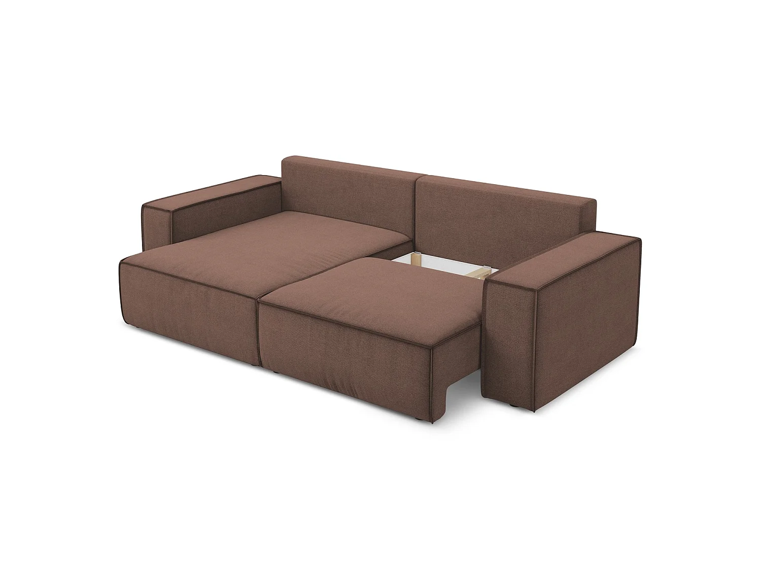 2-Sitzer Ecksofa mit Schlaffunktion - Ecke Links - Strukturstoff - Puderrosa - LIVORNO