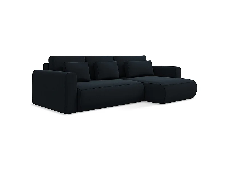 Ecksofa mit Schlaffunktion - Ecke Rechts - Samt - Königsblau - KAPUA