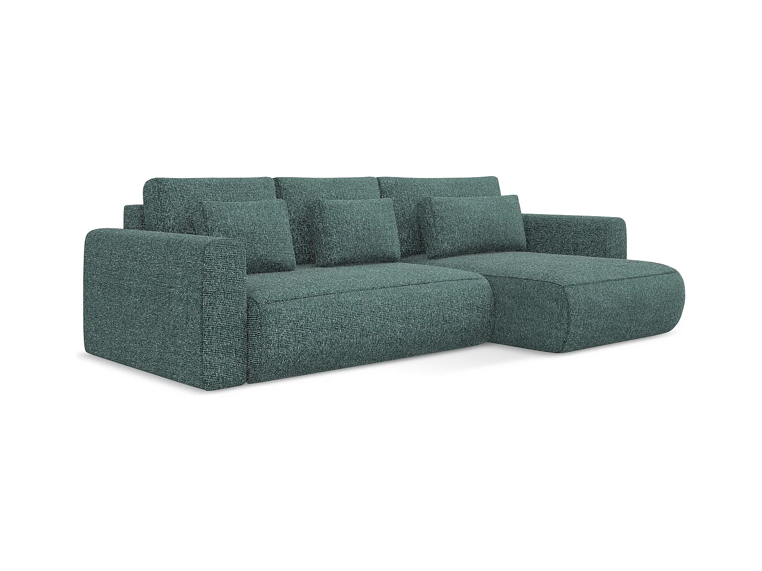 Canapé d’angle 3 places droit convertible en tissu texturé - jeans - KAPUA