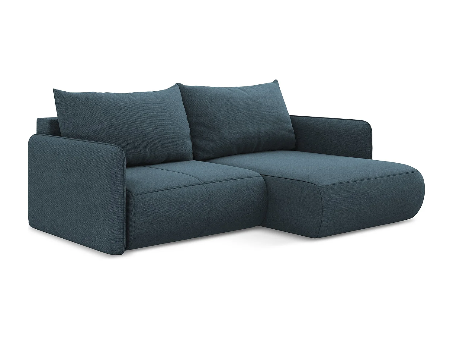 2,5-Sitzer Ecksofa mit Schlaffunktion - Ecke Rechts - Strukturstoff - Jeans - NANEA