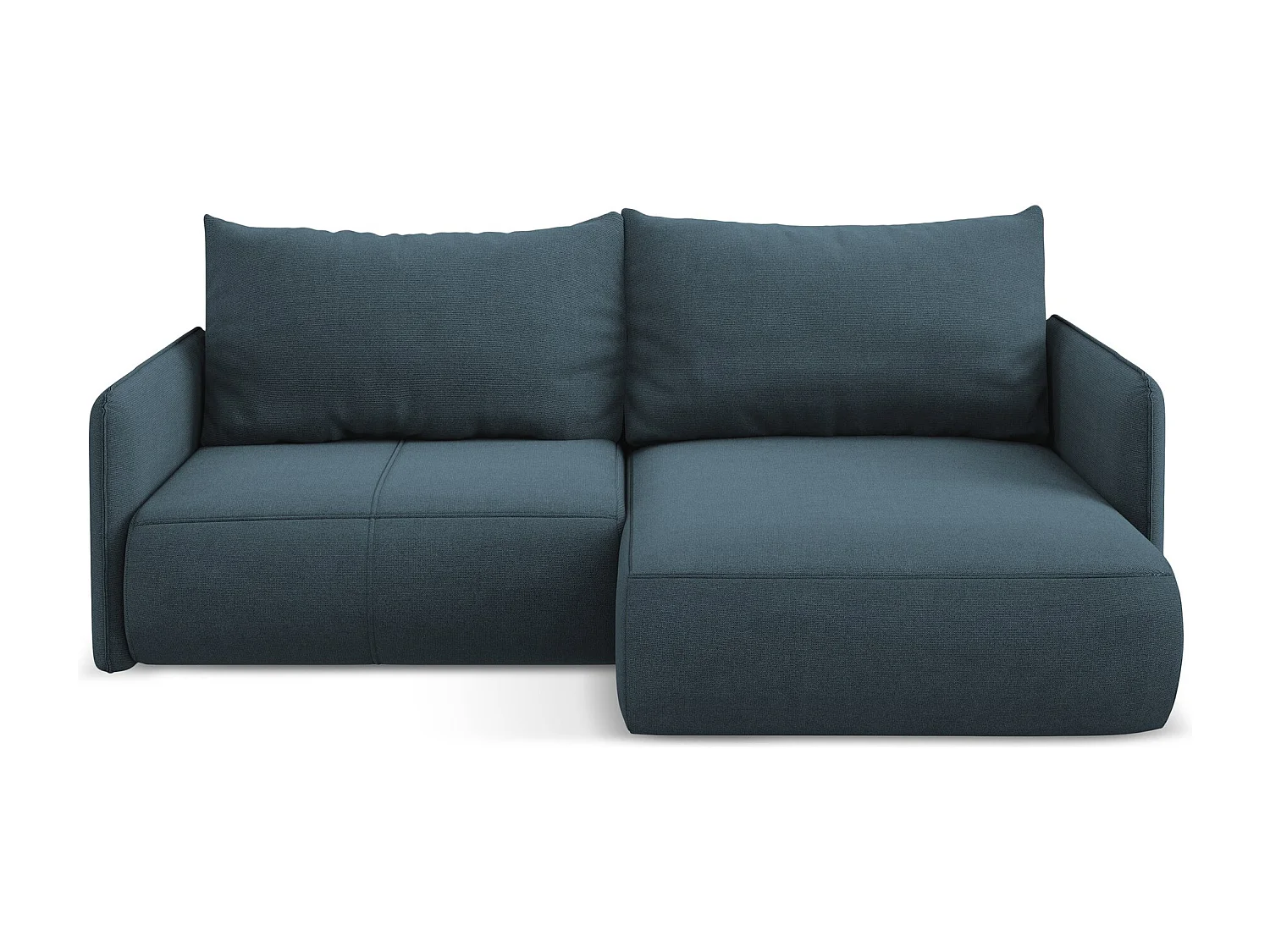 2,5-Sitzer Ecksofa mit Schlaffunktion - Ecke Rechts - Strukturstoff - Jeans - NANEA