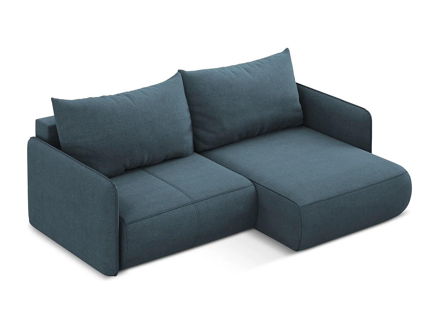2,5-Sitzer Ecksofa mit Schlaffunktion - Ecke Rechts - Strukturstoff - Jeans - NANEA