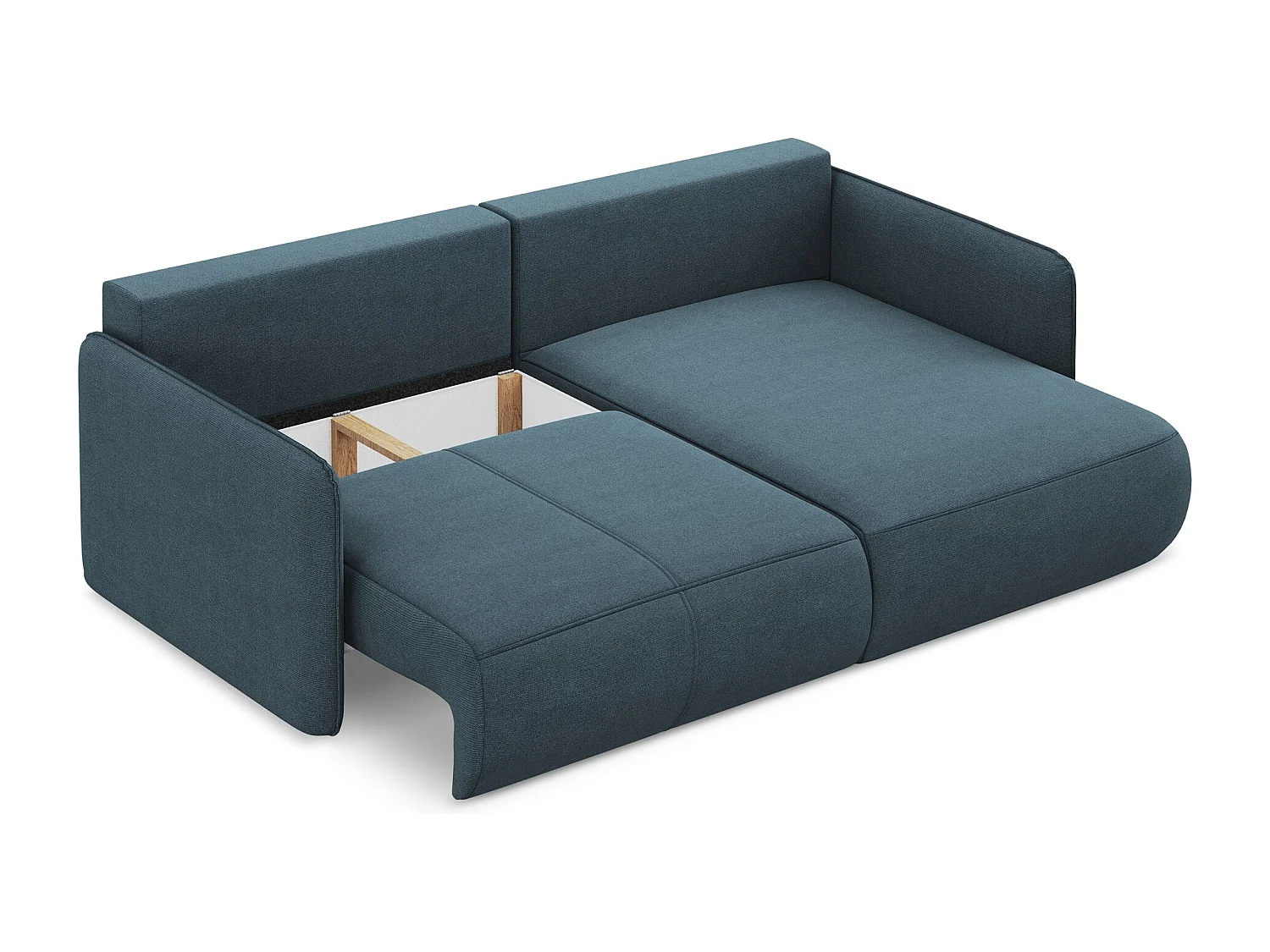 2,5-Sitzer Ecksofa mit Schlaffunktion - Ecke Rechts - Strukturstoff - Jeans - NANEA