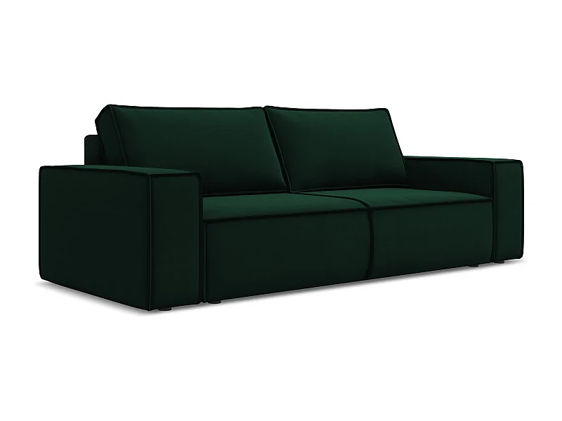3-Sitzer Sofa mit Schlaffunktion - - Samt - Flaschengrün - KIMO