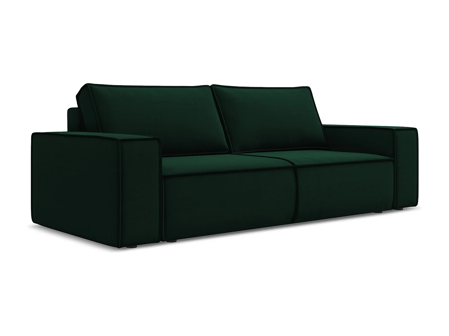 Kanapa 3-osobowa z funkcją spania - z tkaniny welwetowej - butelkowa zieleń - KIMO