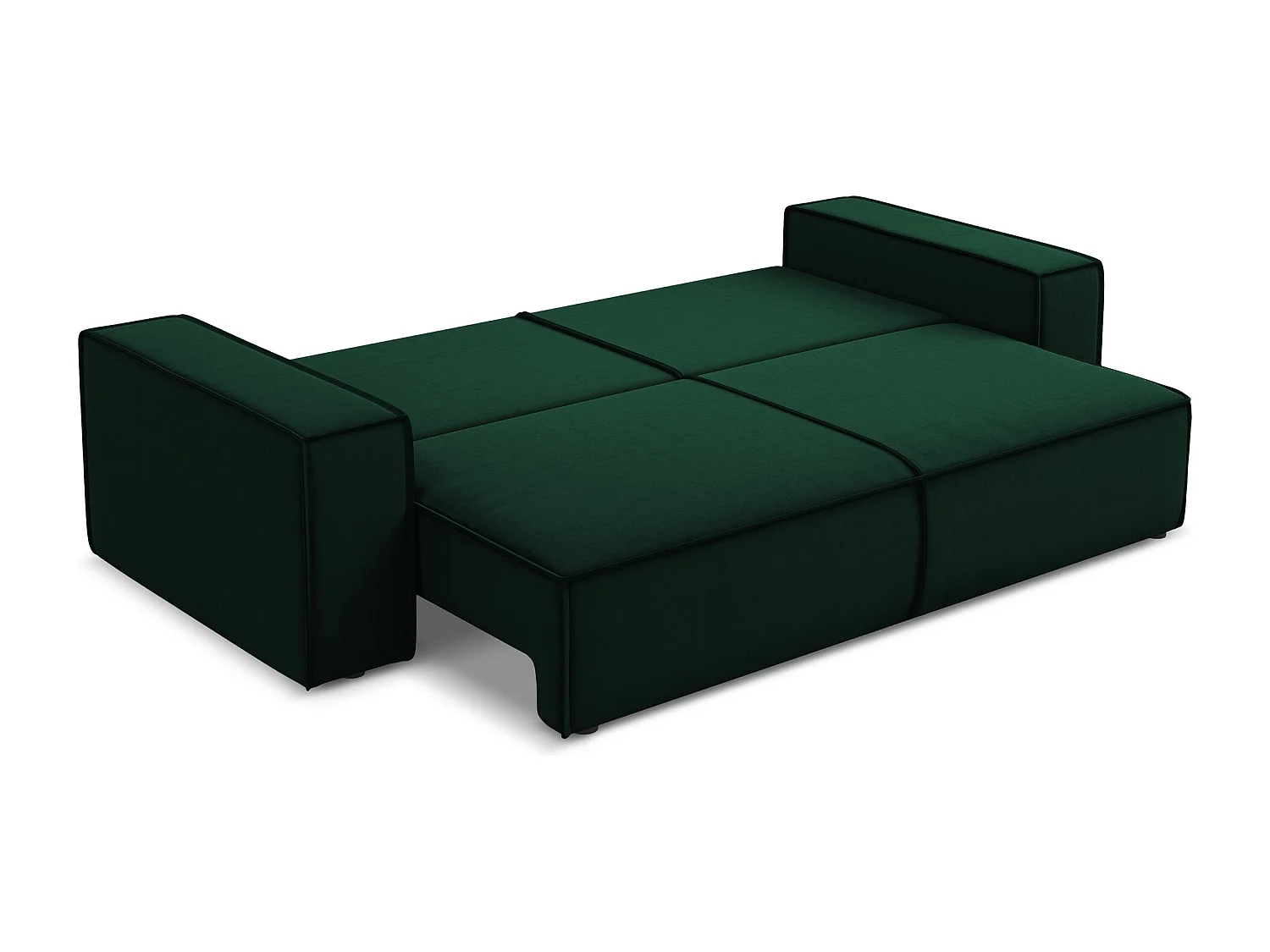 Kanapa 3-osobowa z funkcją spania - z tkaniny welwetowej - butelkowa zieleń - KIMO