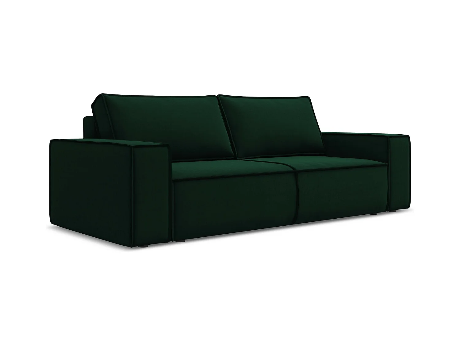 3-Sitzer Sofa mit Schlaffunktion - - Samt - Flaschengrün - KIMO