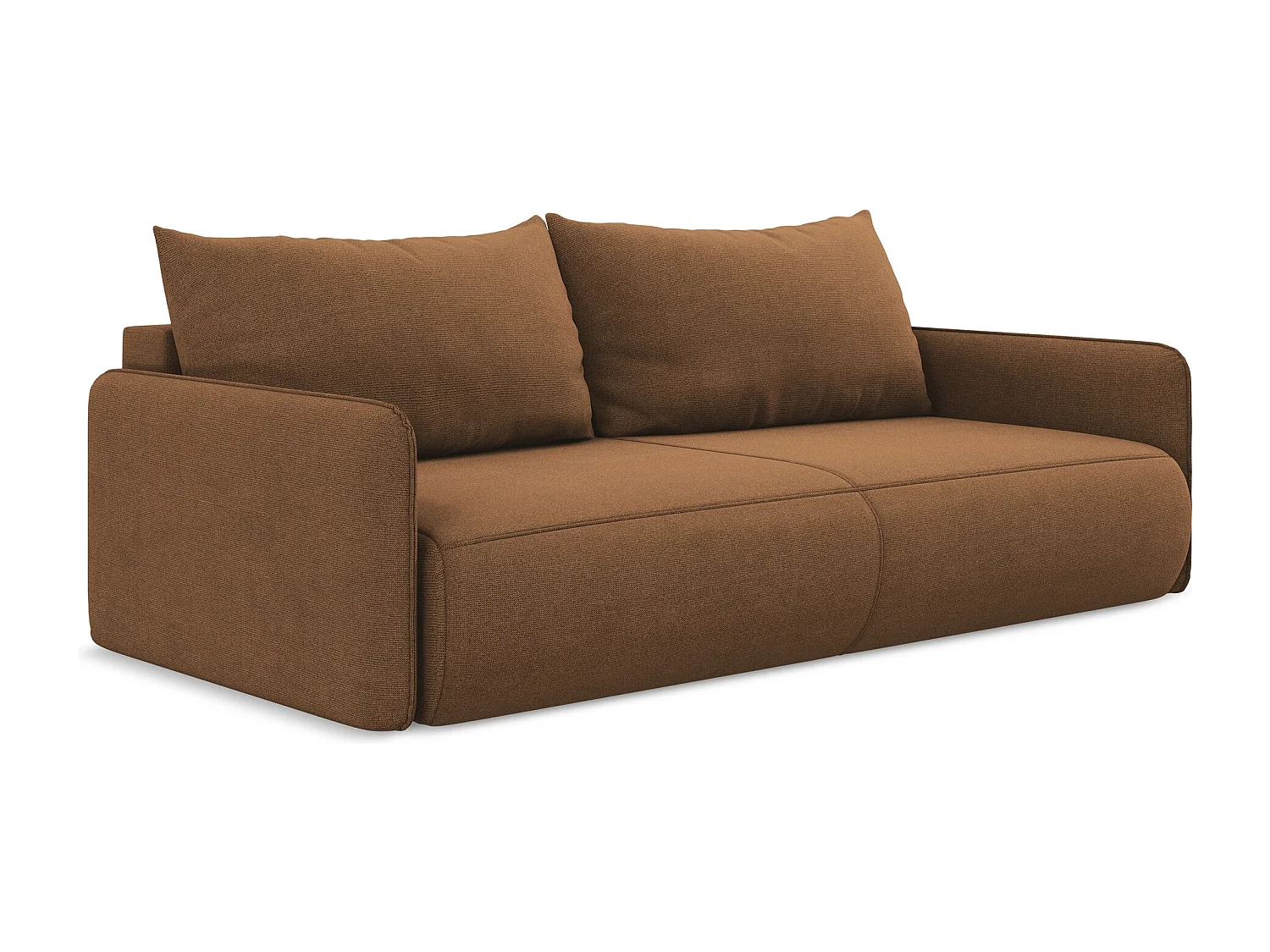 Driezits-slaapbank van terracotta textuurstof - NANEA