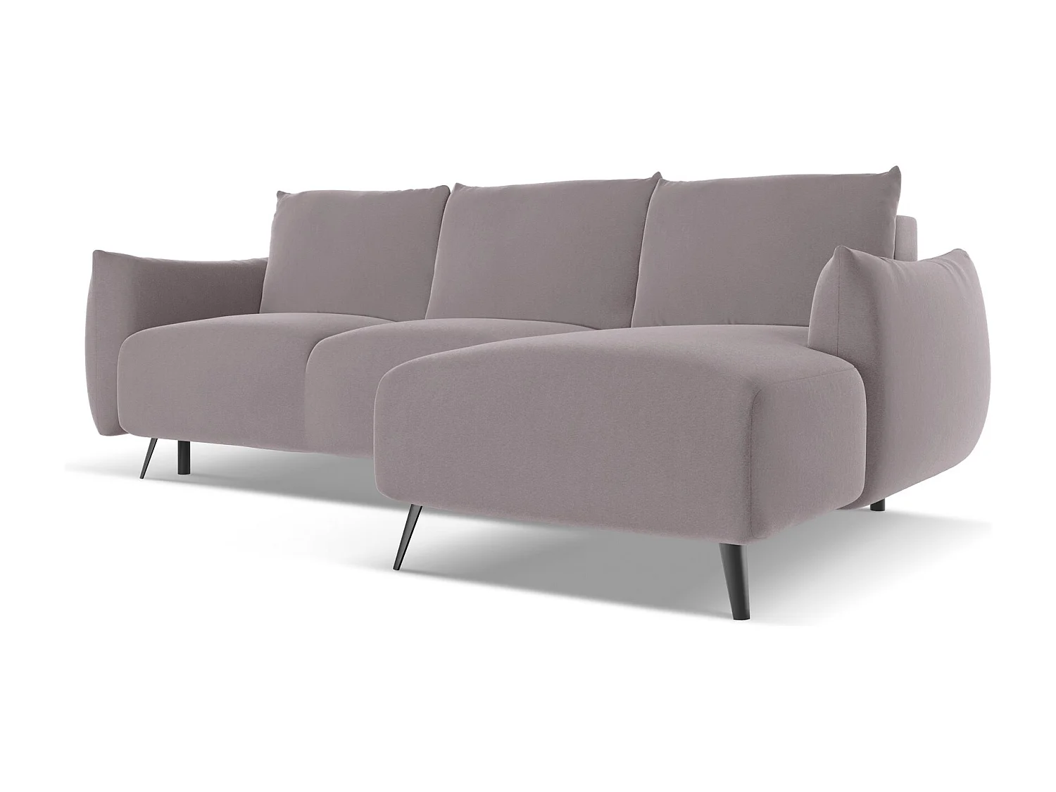 Ecksofa mit Schlaffunktion - Ecke Rechts - Samt - Lavendel - MALIE