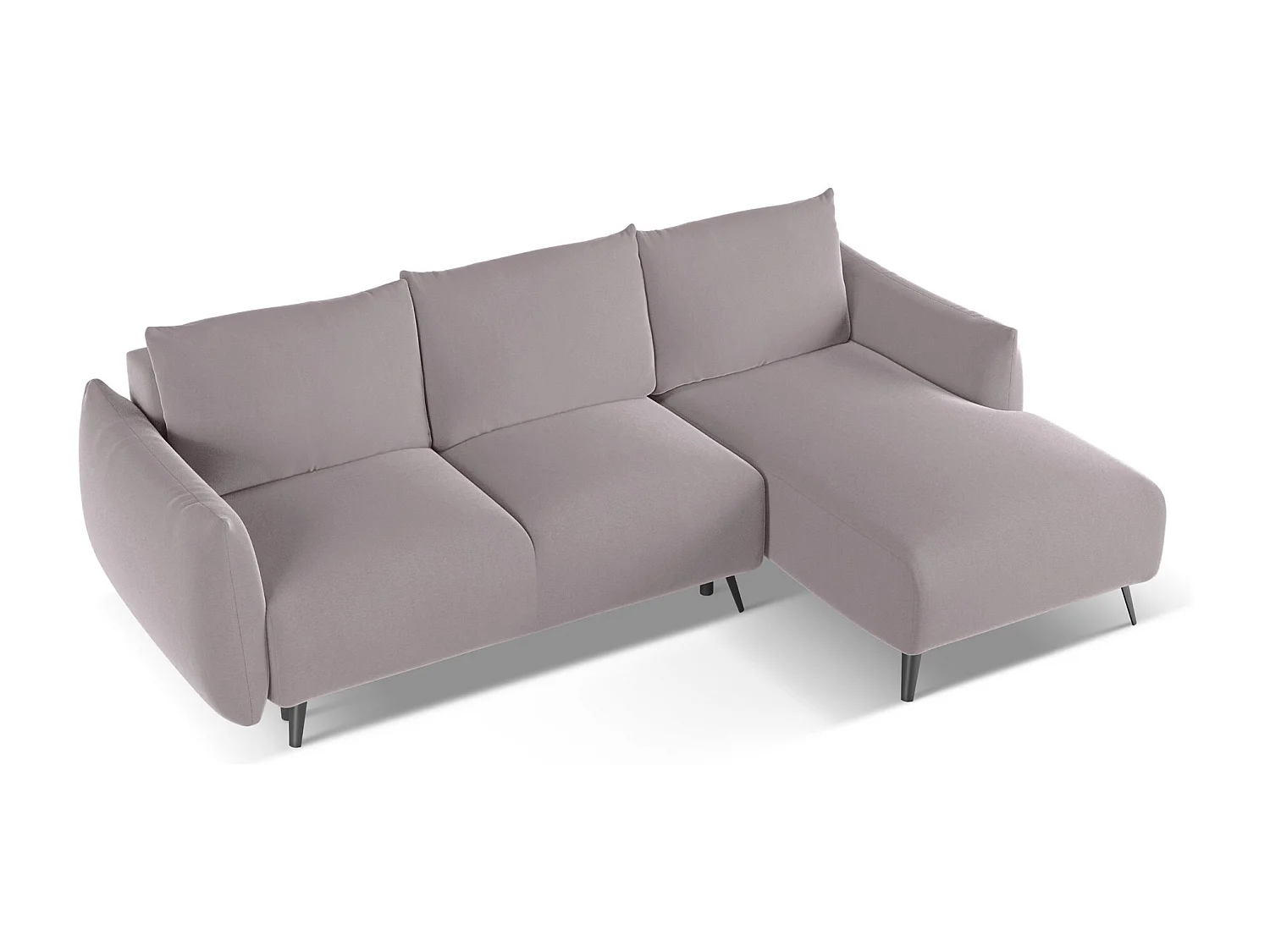 Ecksofa mit Schlaffunktion - Ecke Rechts - Samt - Lavendel - MALIE