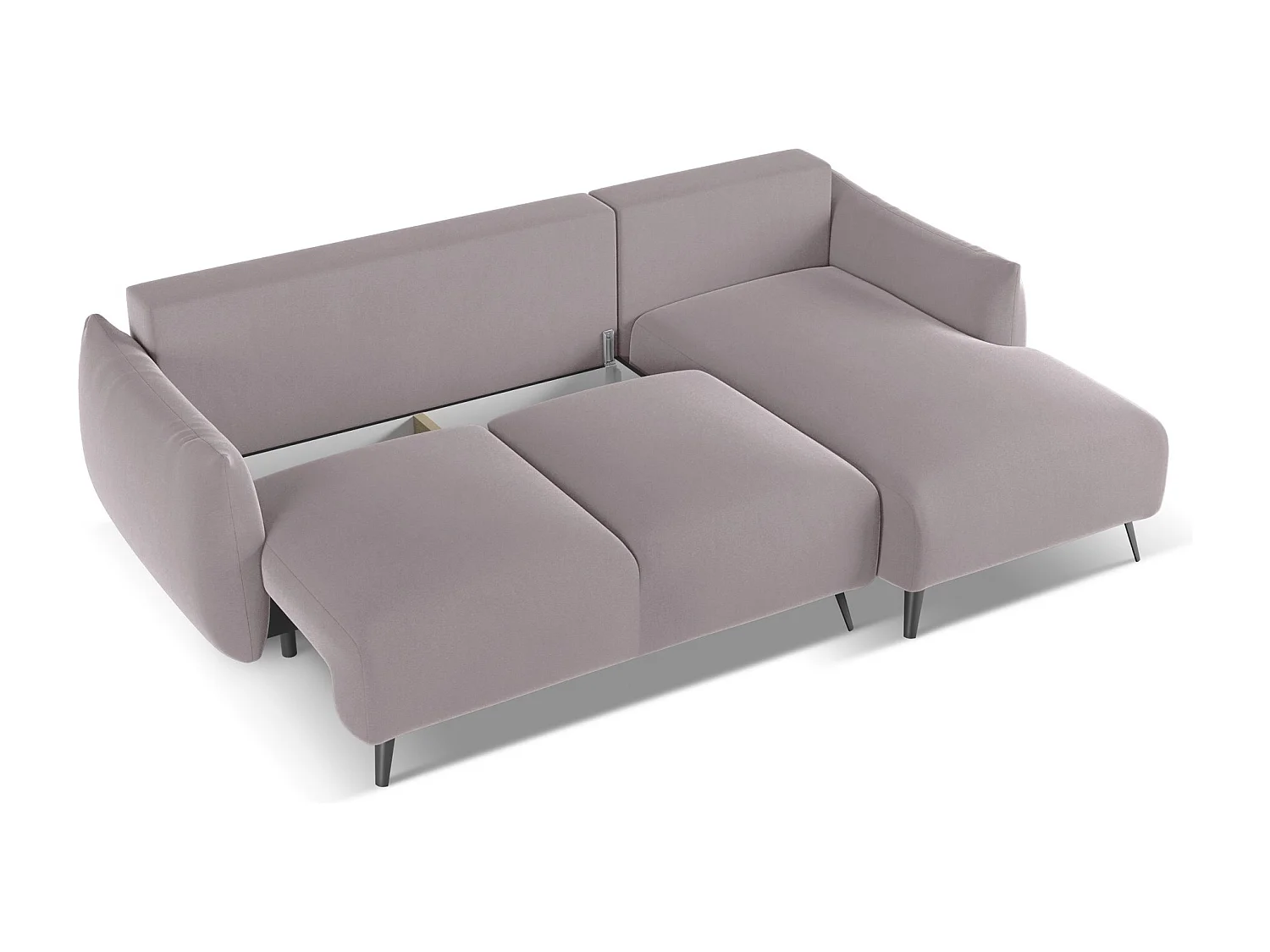 Ecksofa mit Schlaffunktion - Ecke Rechts - Samt - Lavendel - MALIE