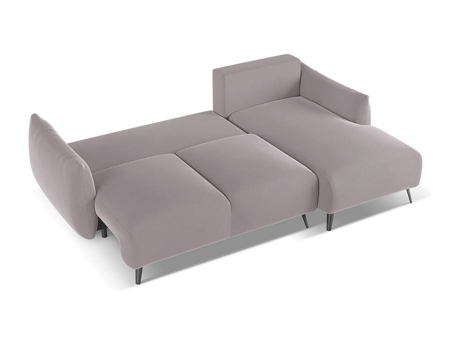Ecksofa mit Schlaffunktion - Ecke Rechts - Samt - Lavendel - MALIE