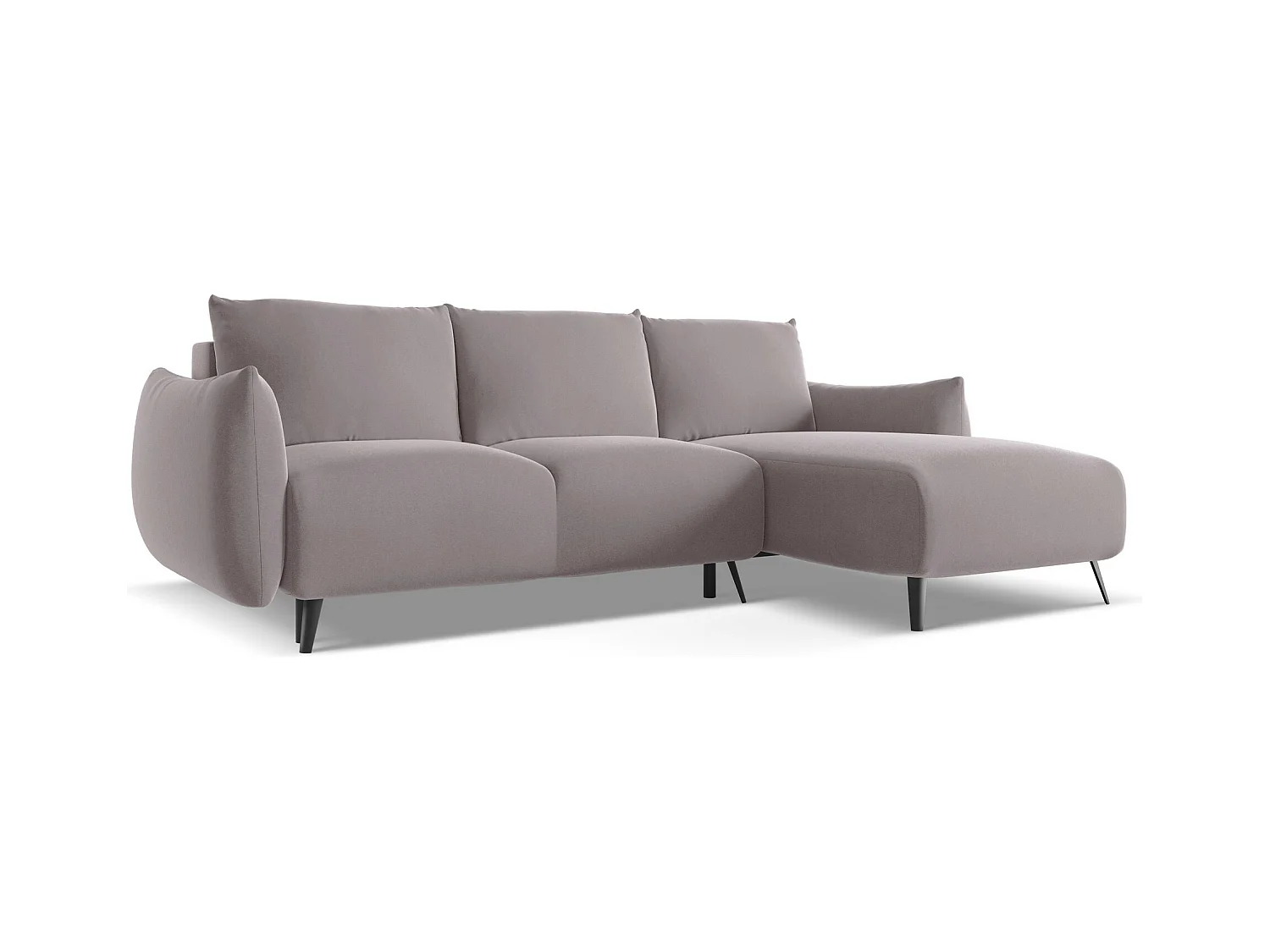 Ecksofa mit Schlaffunktion - Ecke Rechts - Samt - Lavendel - MALIE