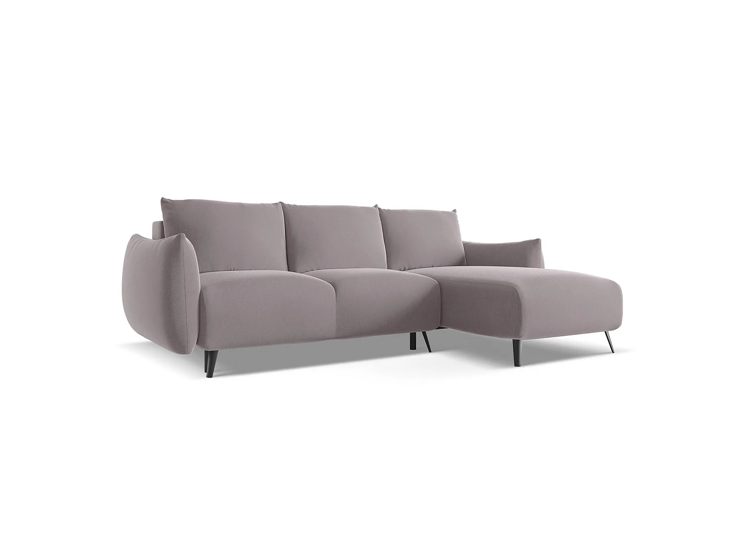 Ecksofa mit Schlaffunktion - Ecke Rechts - Samt - Lavendel - GENOVA