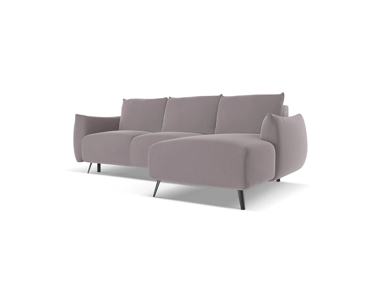 Ecksofa mit Schlaffunktion - Ecke Rechts - Samt - Lavendel - GENOVA