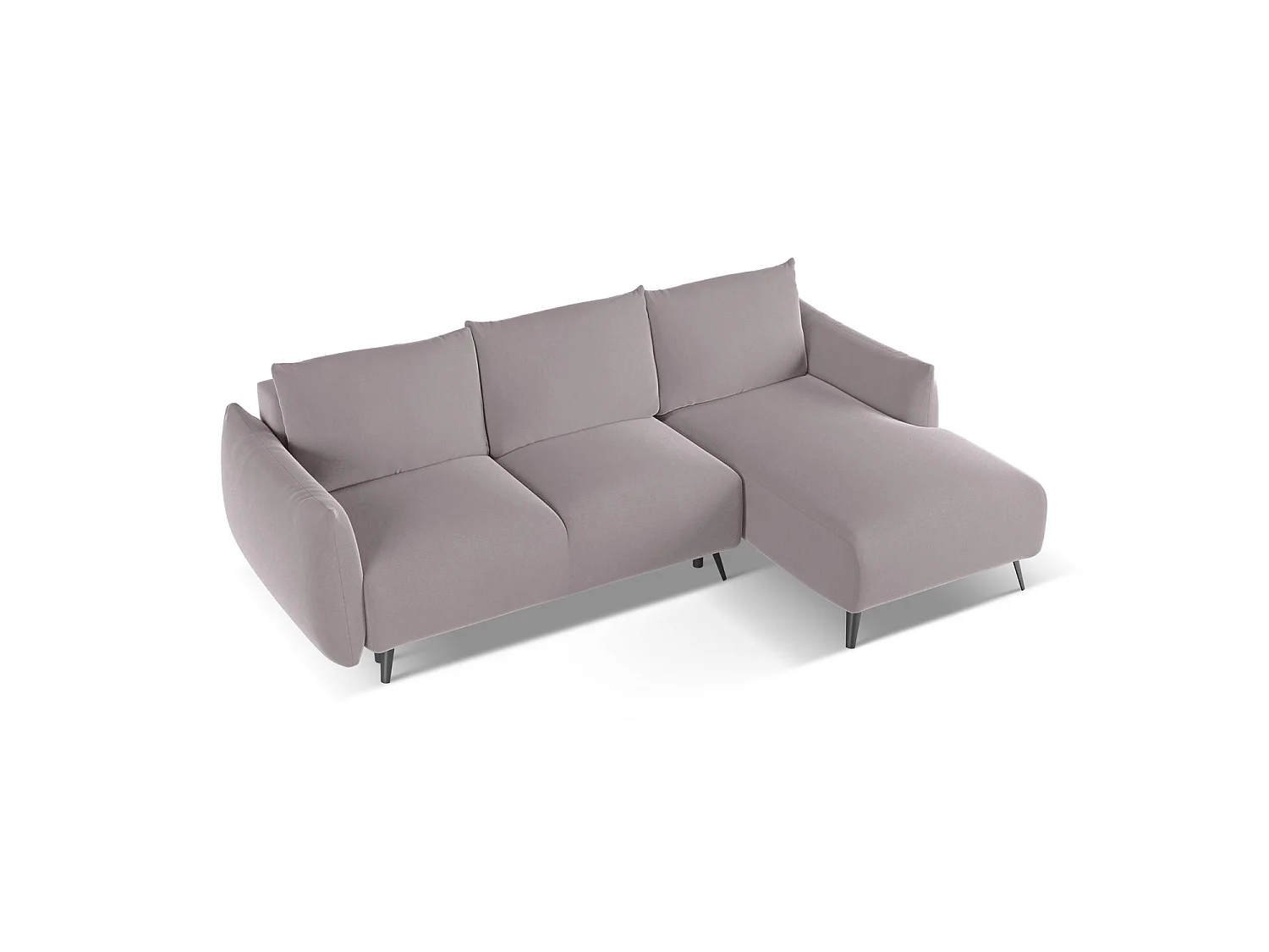 Ecksofa mit Schlaffunktion - Ecke Rechts - Samt - Lavendel - GENOVA