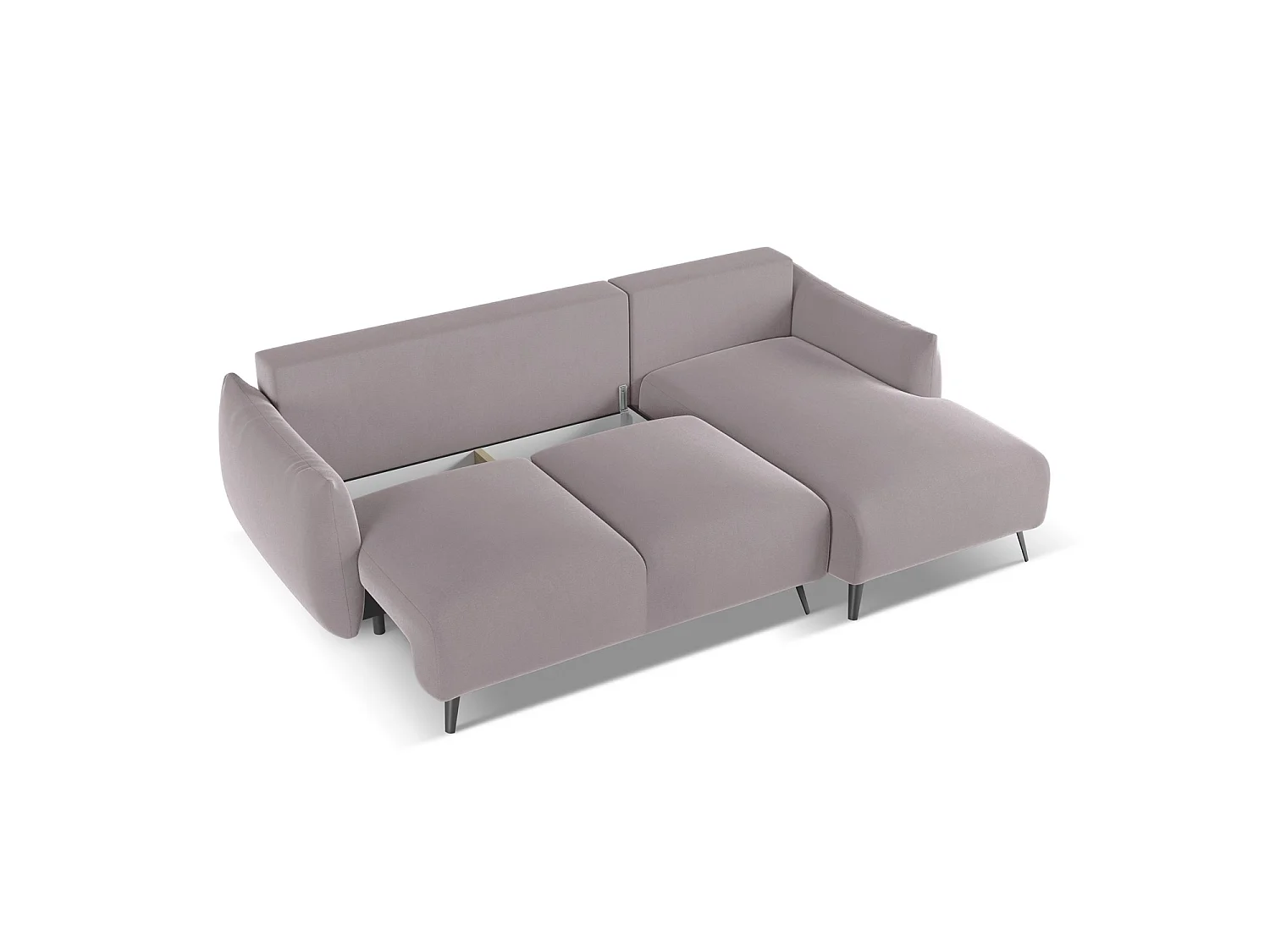 Ecksofa mit Schlaffunktion - Ecke Rechts - Samt - Lavendel - GENOVA