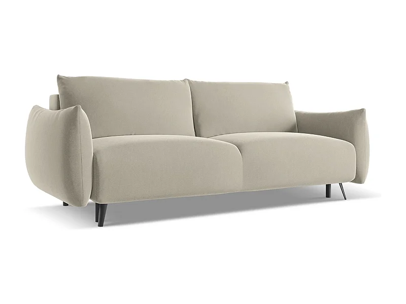 Kanapa 3-osobowa z funkcją spania - z tkaniny welwetowej - perłowy - MALIE