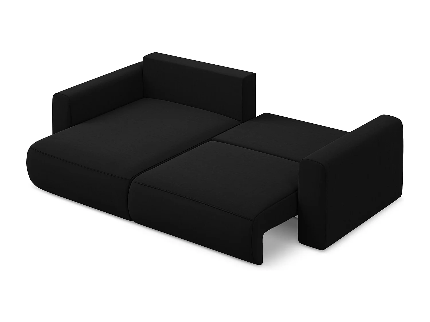 2-Sitzer Ecksofa mit Schlaffunktion - Ecke Links - Samt - Schwarz - KAPUA