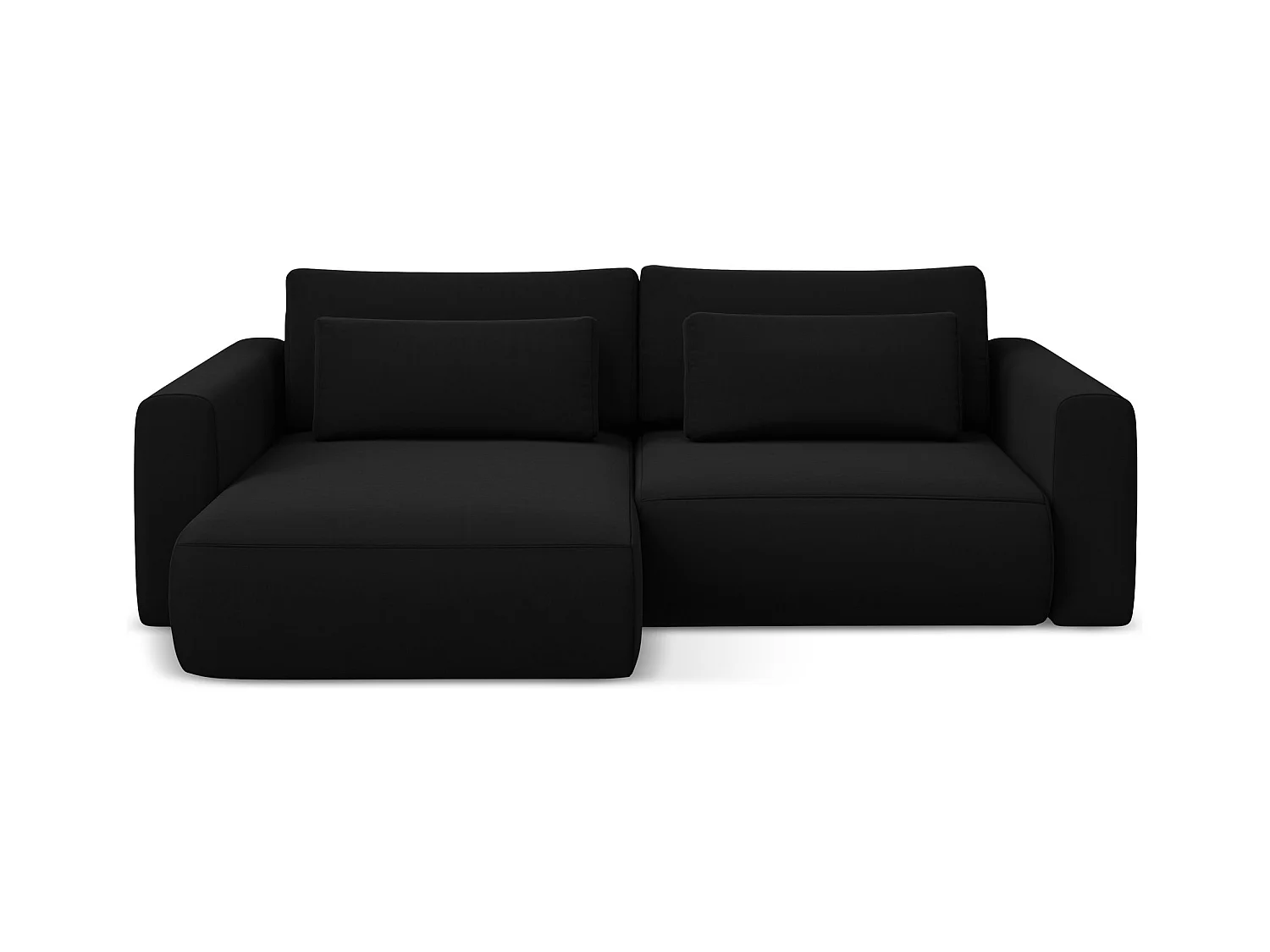 Narożnik lewostronny z funkcją spania - z tkaniny welwetowej - czarny - KAPUA