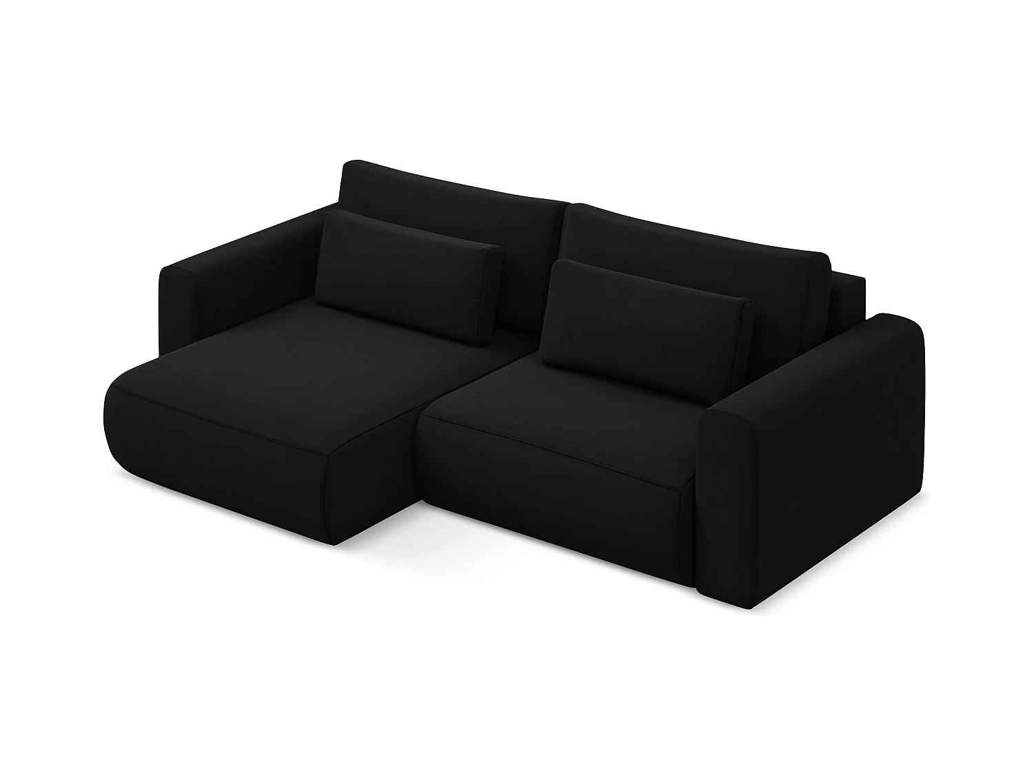 Narożnik lewostronny z funkcją spania - z tkaniny welwetowej - czarny - KAPUA
