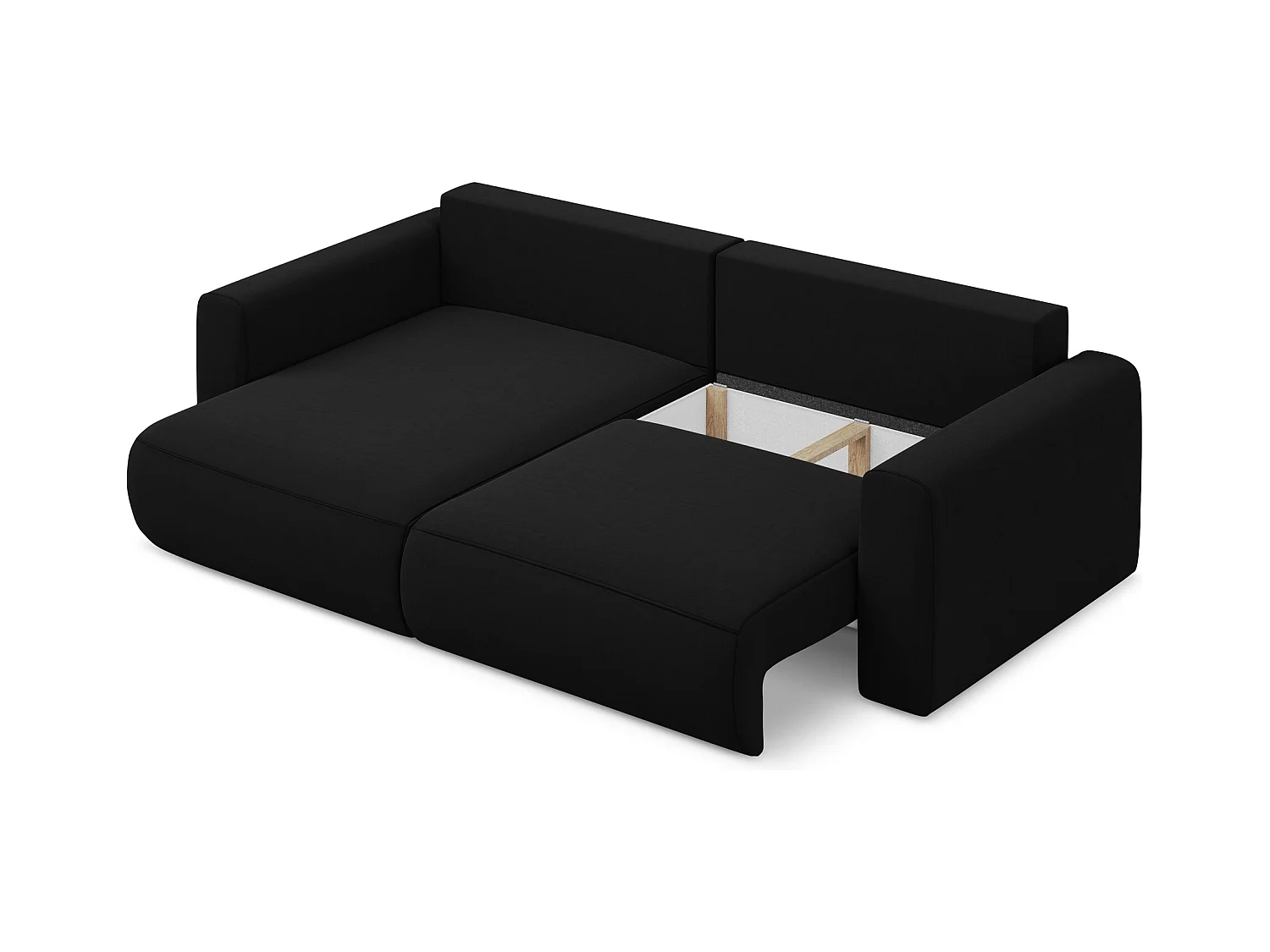 Narożnik lewostronny z funkcją spania - z tkaniny welwetowej - czarny - KAPUA