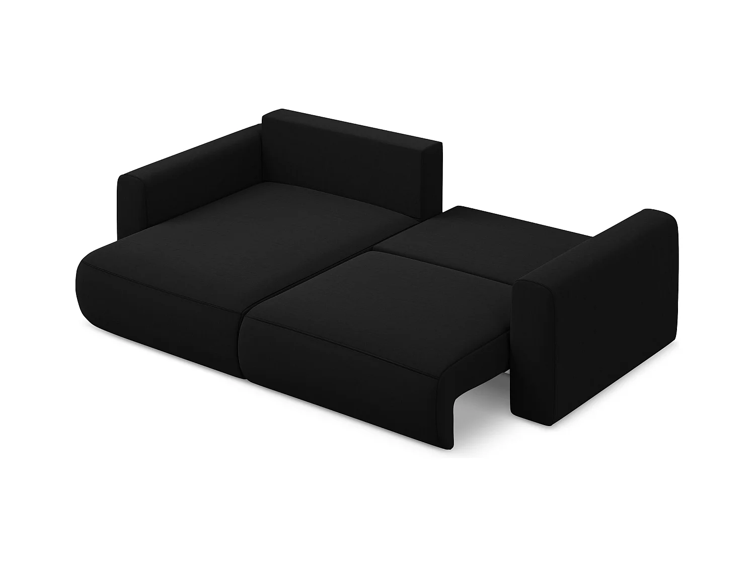 Narożnik lewostronny z funkcją spania - z tkaniny welwetowej - czarny - KAPUA