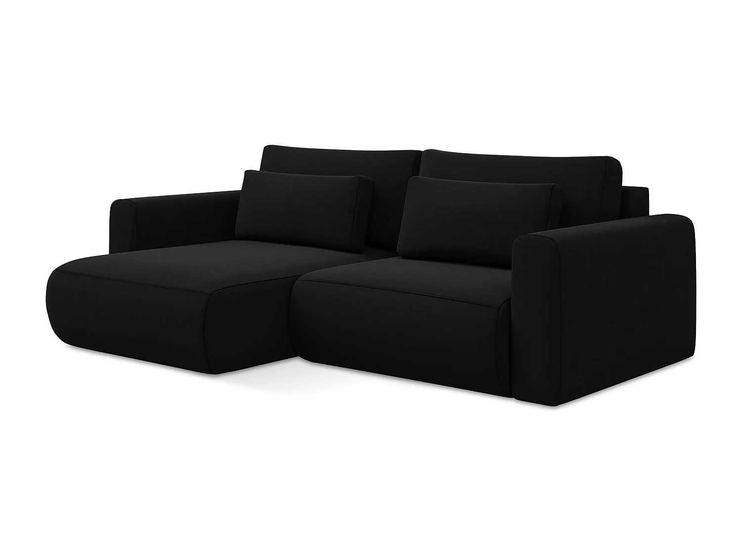 2-Sitzer Ecksofa mit Schlaffunktion - Ecke Links - Samt - Schwarz - KAPUA