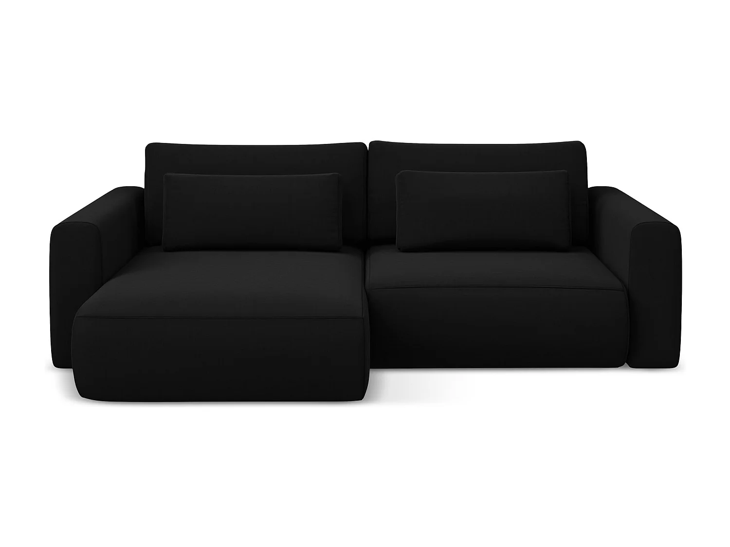 2-Sitzer Ecksofa mit Schlaffunktion - Ecke Links - Samt - Schwarz - KAPUA