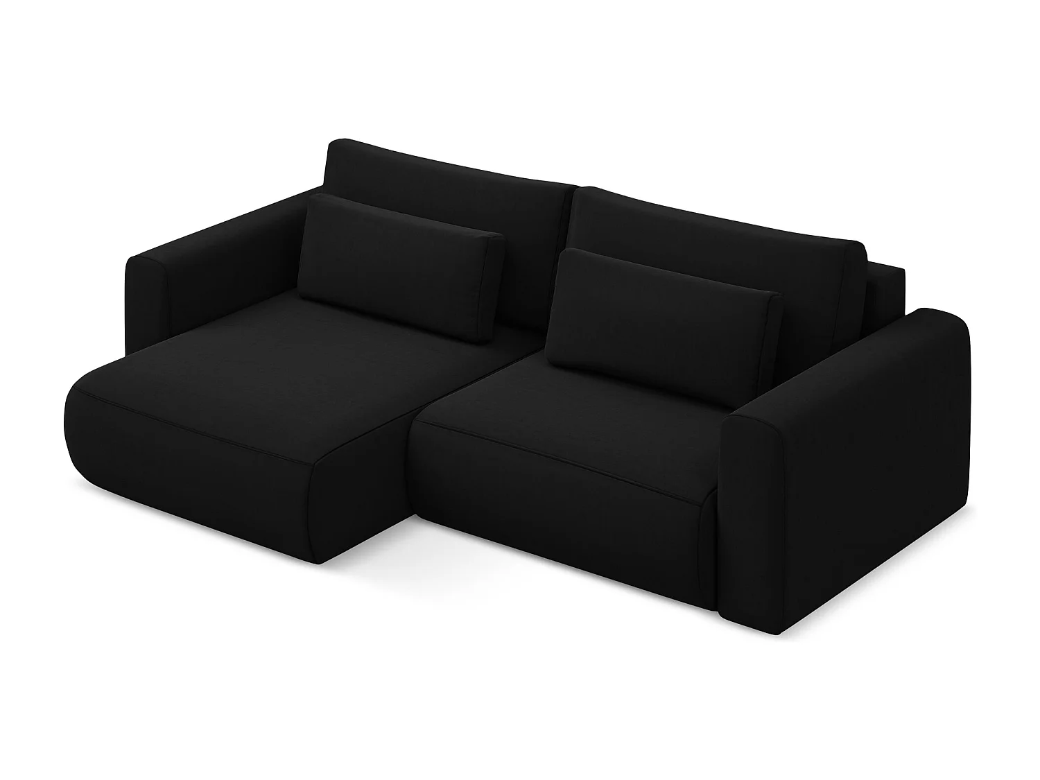 2-Sitzer Ecksofa mit Schlaffunktion - Ecke Links - Samt - Schwarz - KAPUA