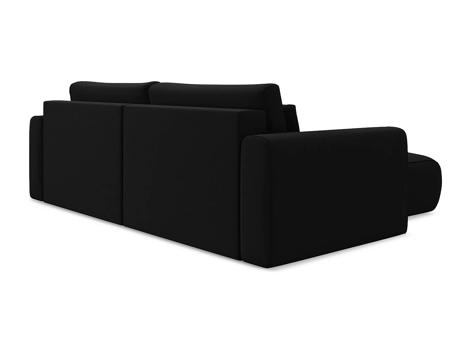 2-Sitzer Ecksofa mit Schlaffunktion - Ecke Links - Samt - Schwarz - KAPUA