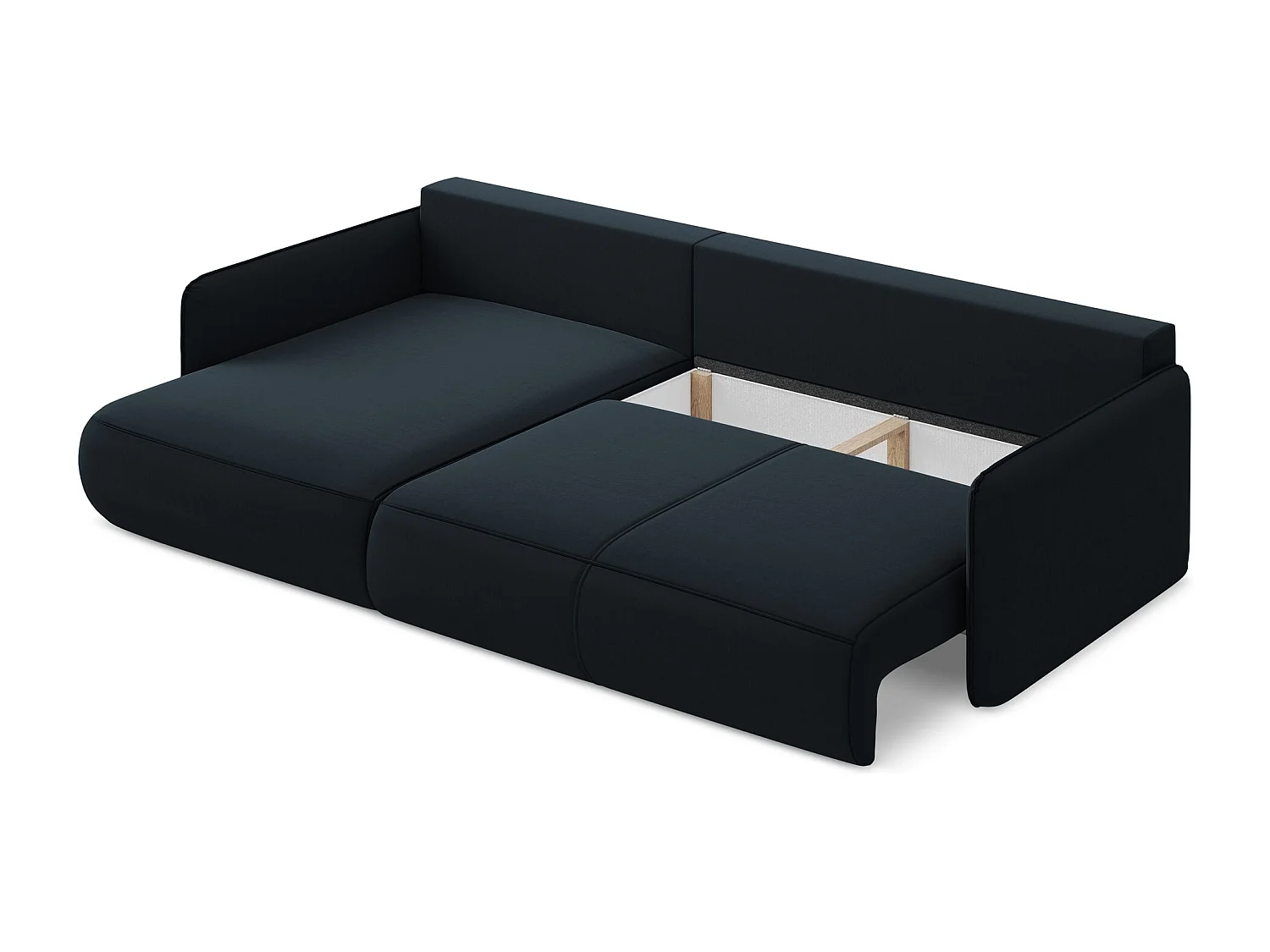 Canapé d’angle 3 places gauche convertible en velours - bleu royal - NANEA