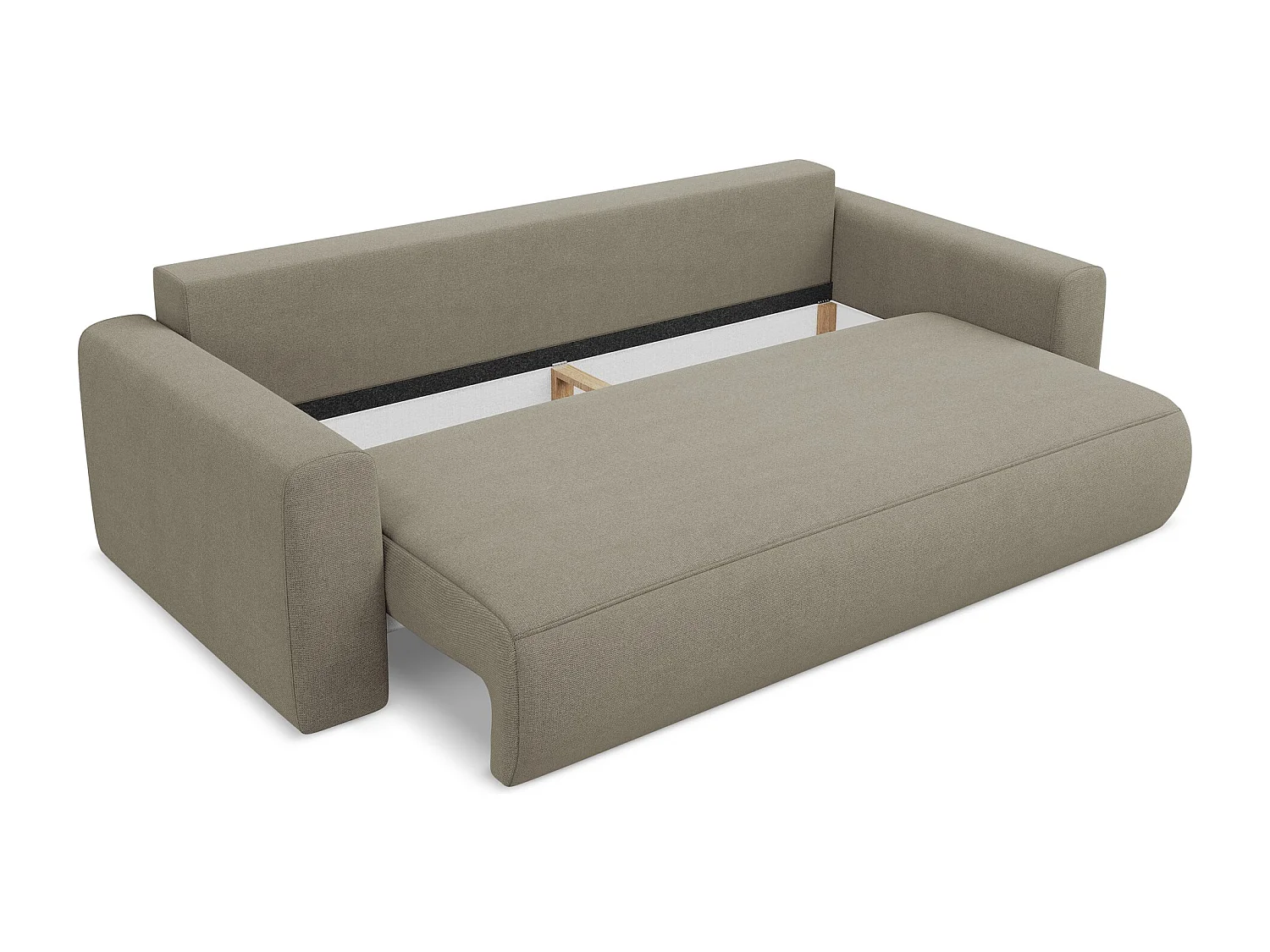 3-Sitzer Sofa mit Schlaffunktion - - Strukturstoff - Dunkelbeige - KAPUA