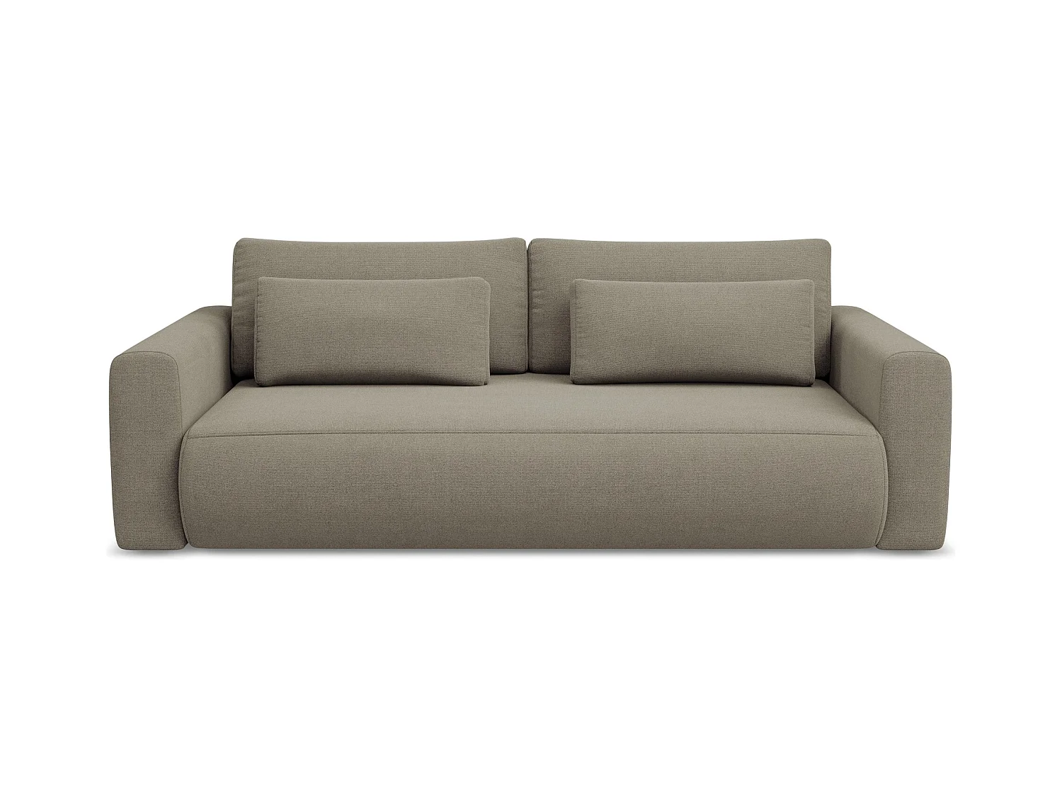 Canapé 3 places convertible en tissu texturé - beige foncé - KAPUA