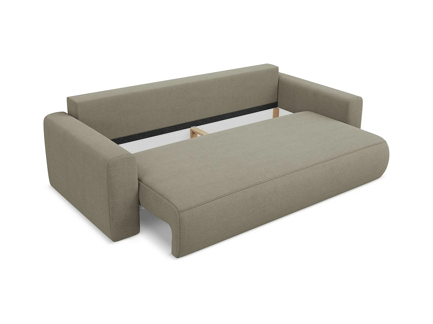 Canapé 3 places convertible en tissu texturé - beige foncé - KAPUA