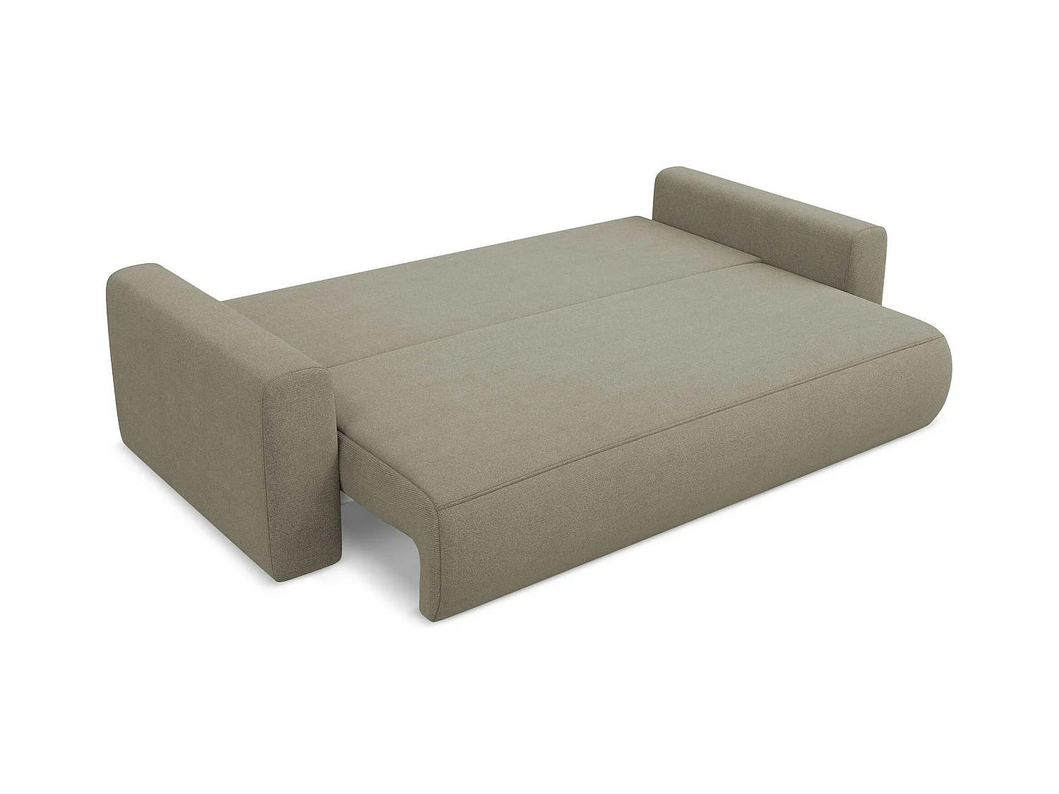 Canapé 3 places convertible en tissu texturé - beige foncé - KAPUA