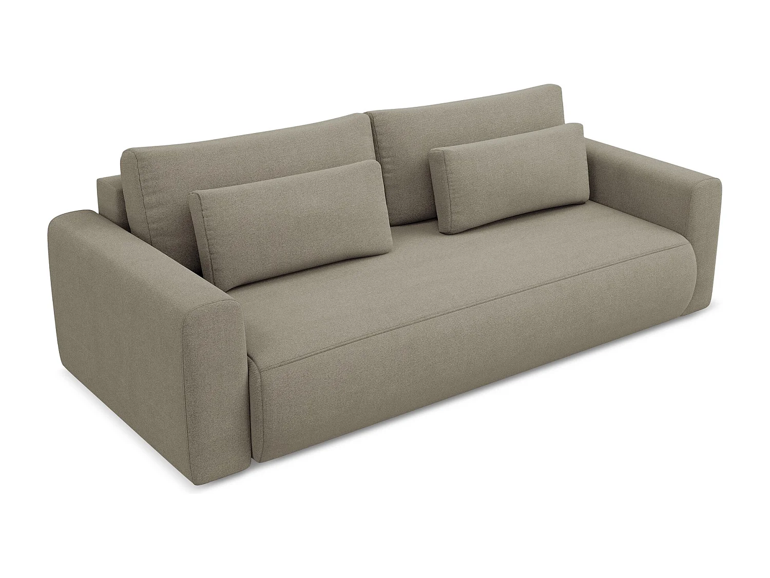 Canapé 3 places convertible en tissu texturé - beige foncé - KAPUA