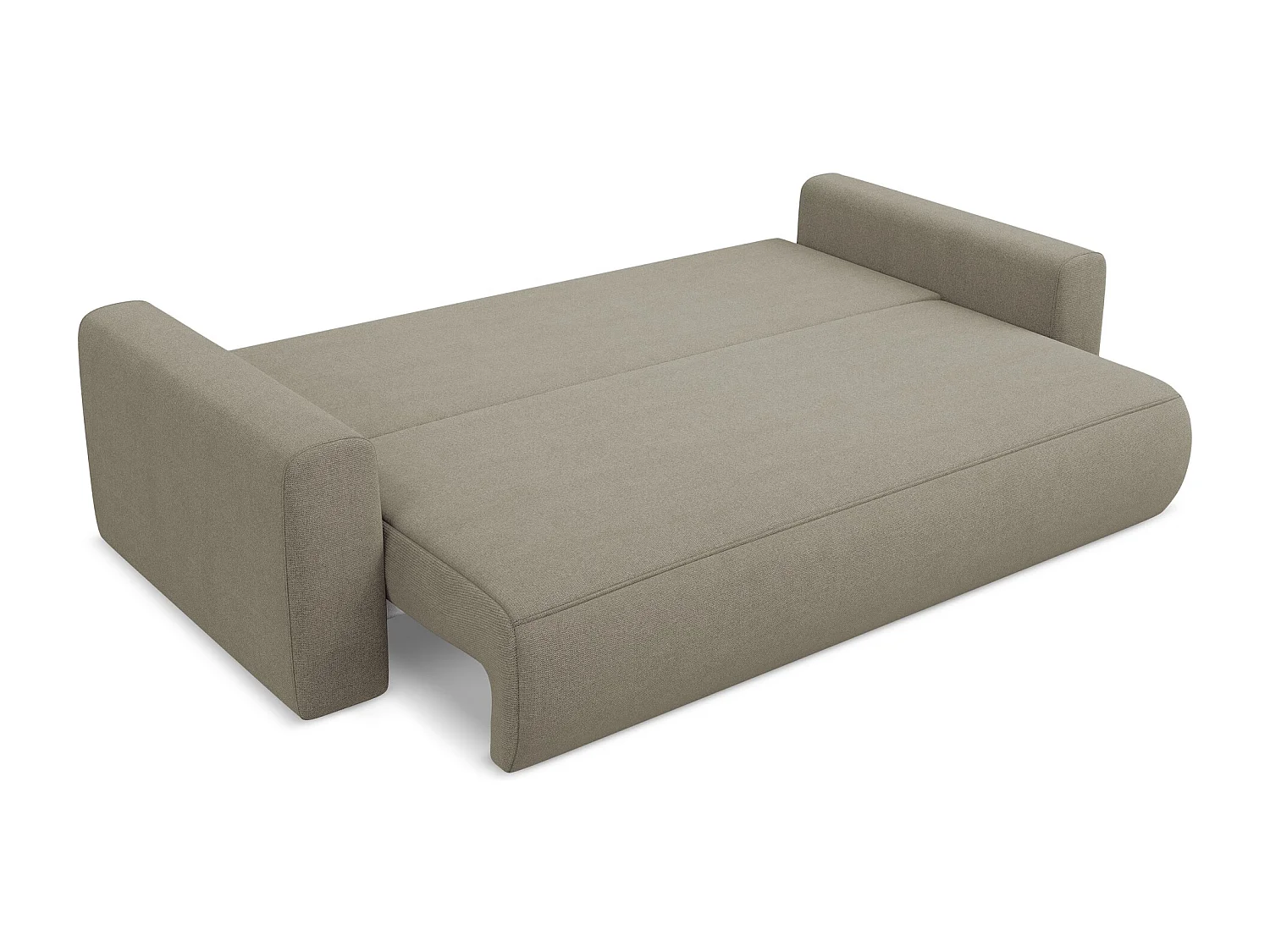 Canapé 3 places convertible en tissu texturé - beige foncé - KAPUA